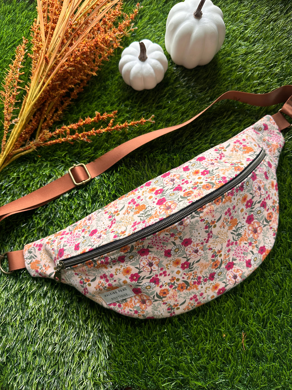 Soft floral fabric fanny pack