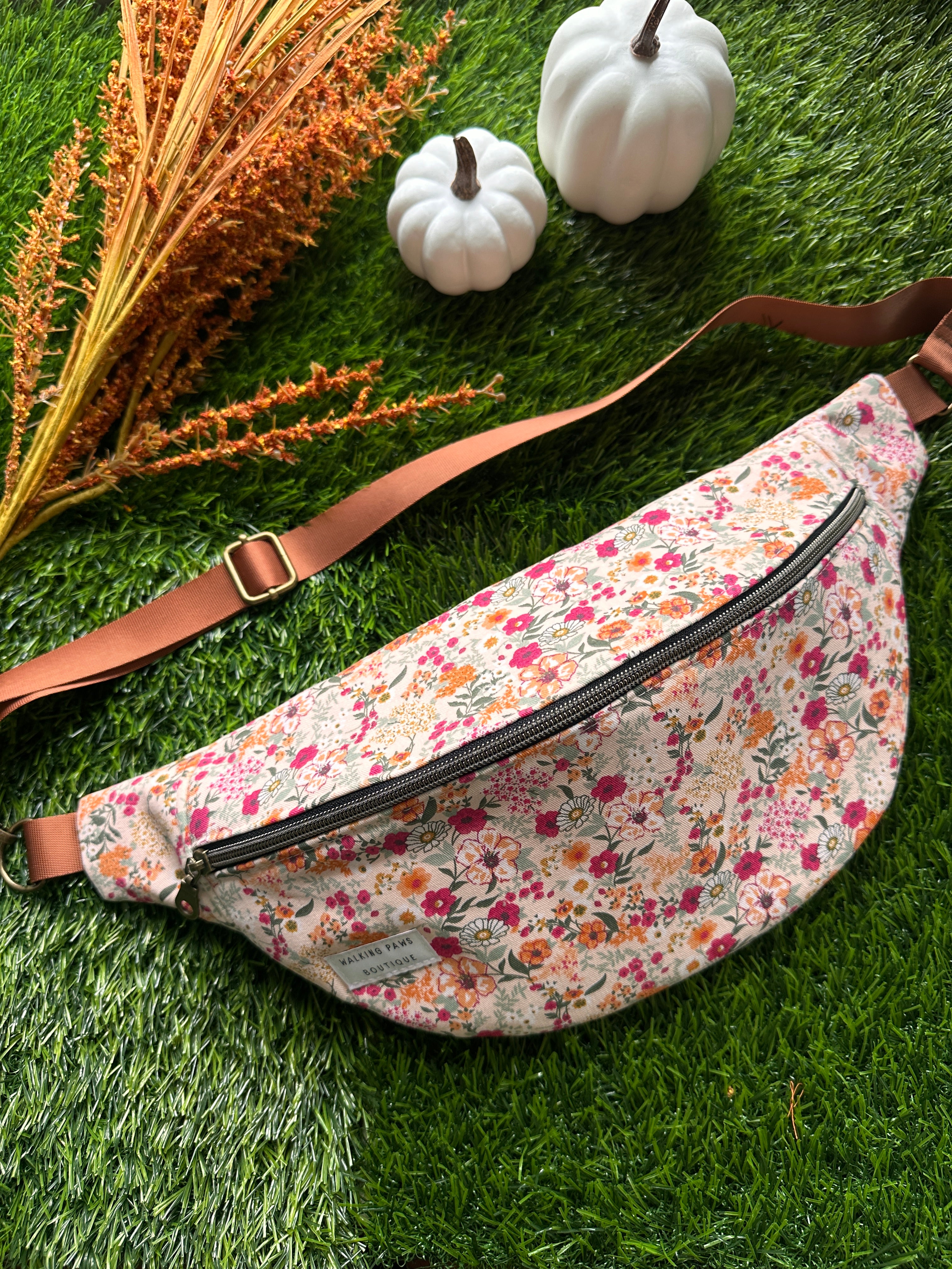 Soft floral fabric fanny pack