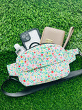 Floral green tiny flowers fanny pack, boho chic everyday bum bag, crossbody fanny pack