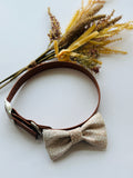 Polka dot beige bow for dogs, attachable bowtie,