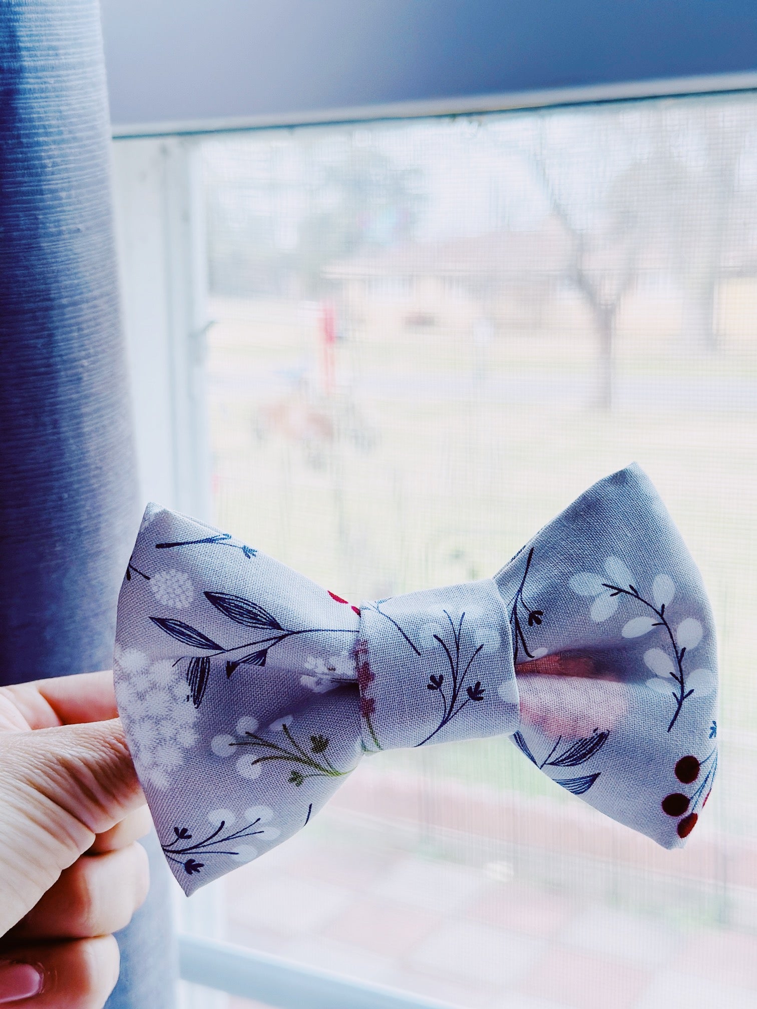 Mystery dog bowtie with velcro to attach to collar