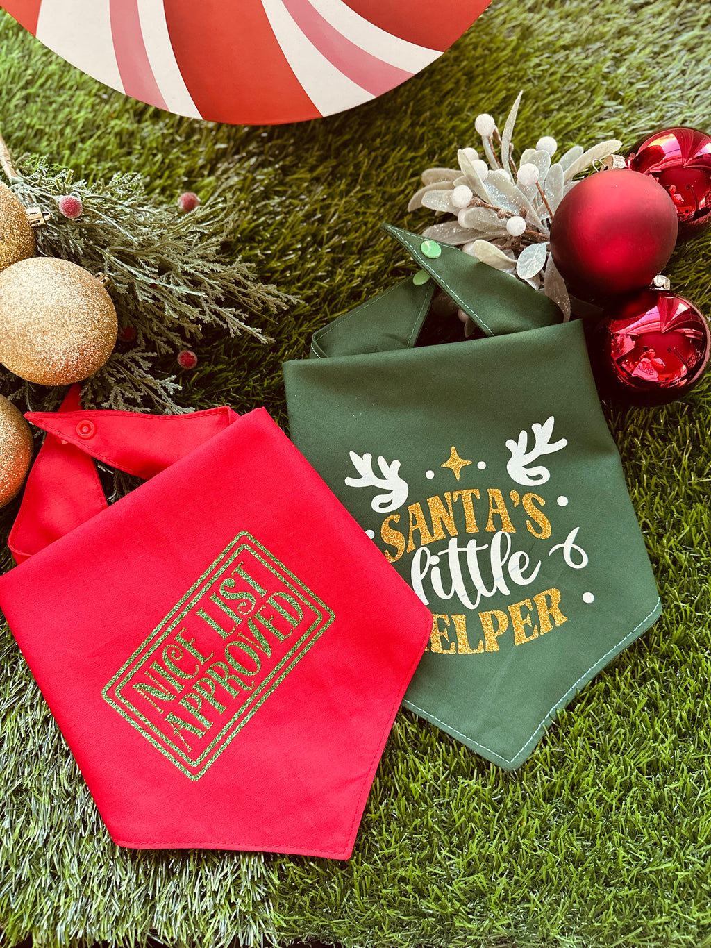 Nice list approved Christmas dog bandana