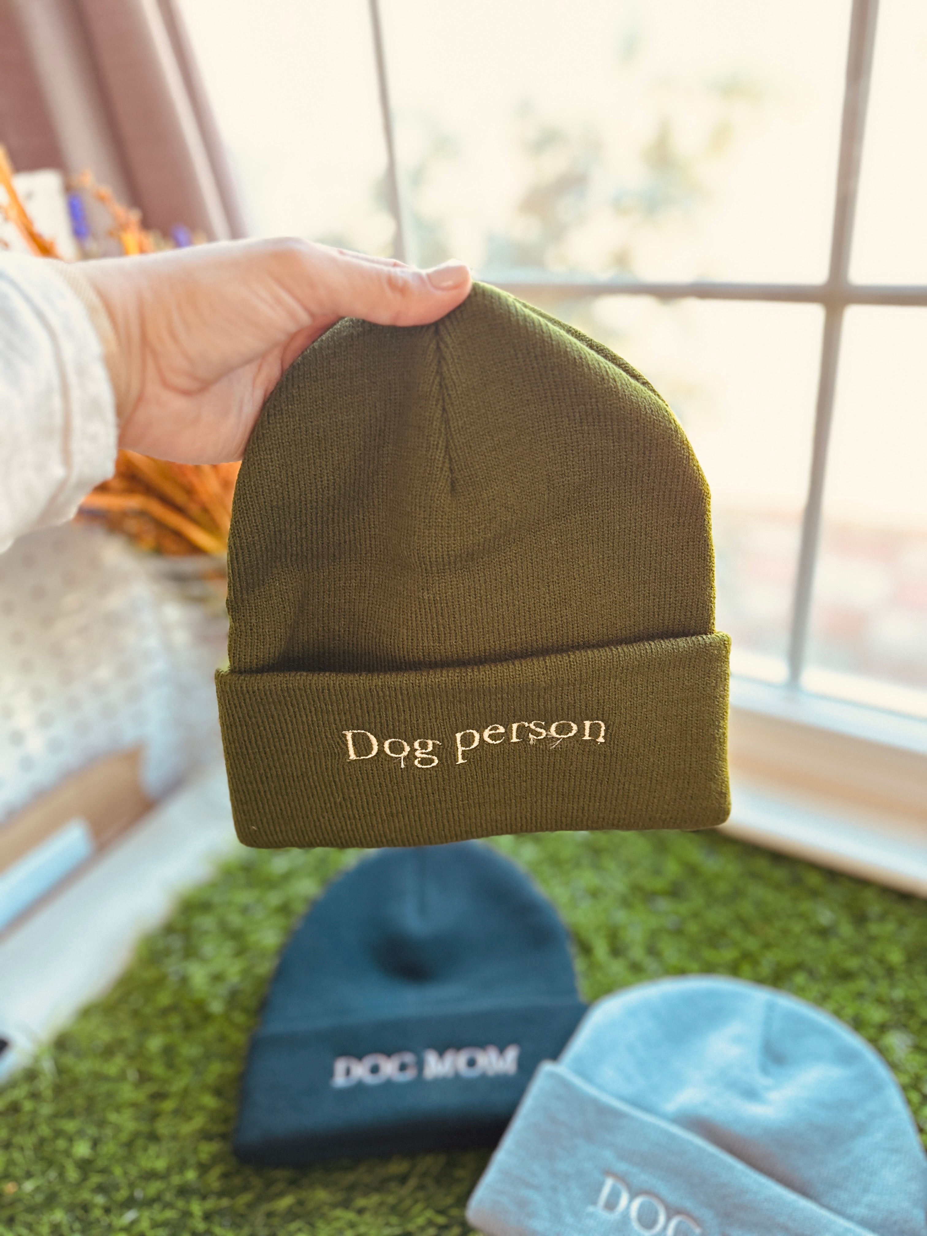 Military Green Dog Person Beanie hat