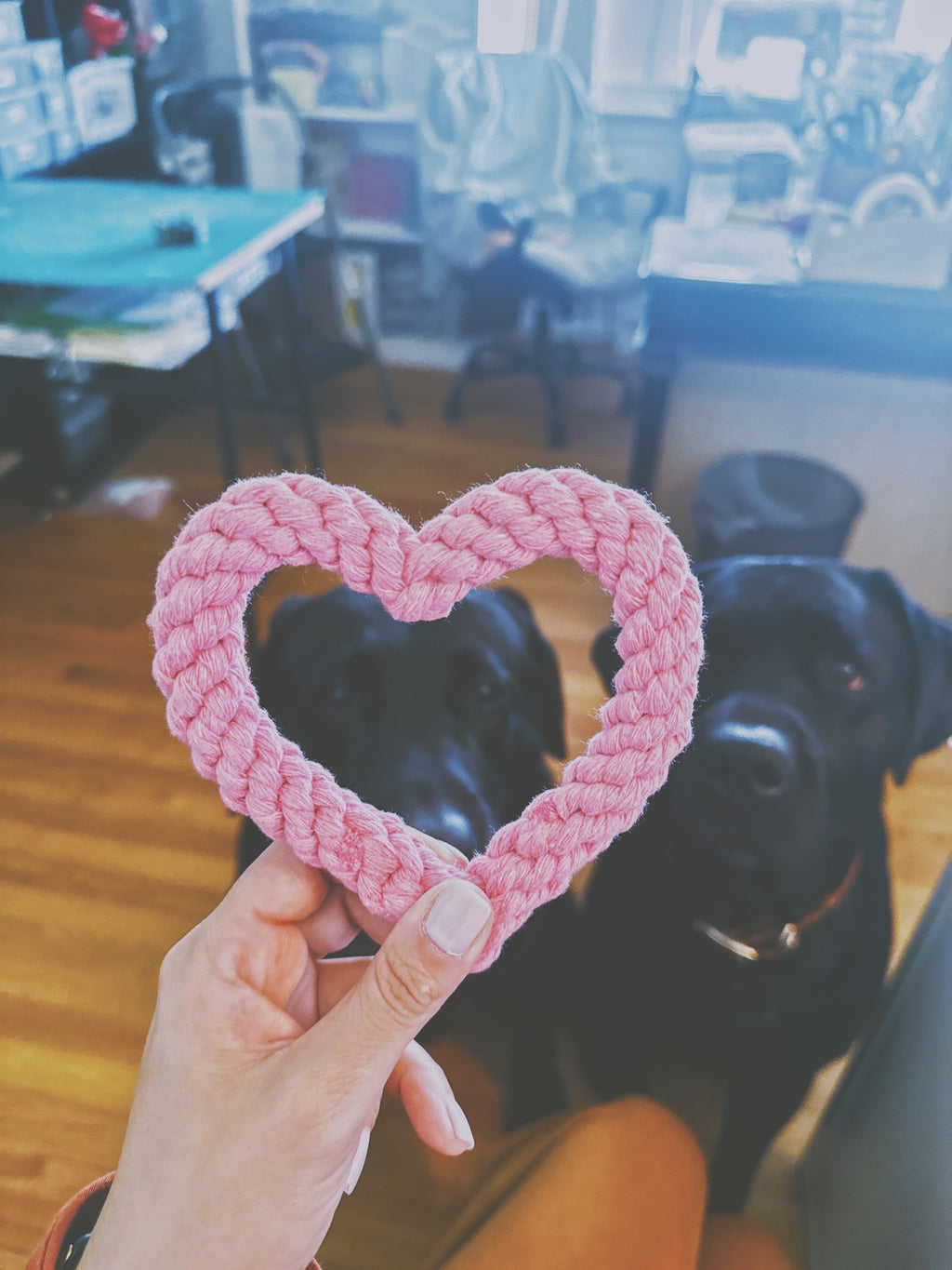 Macrame dog toy, Heart shape dog rope toy