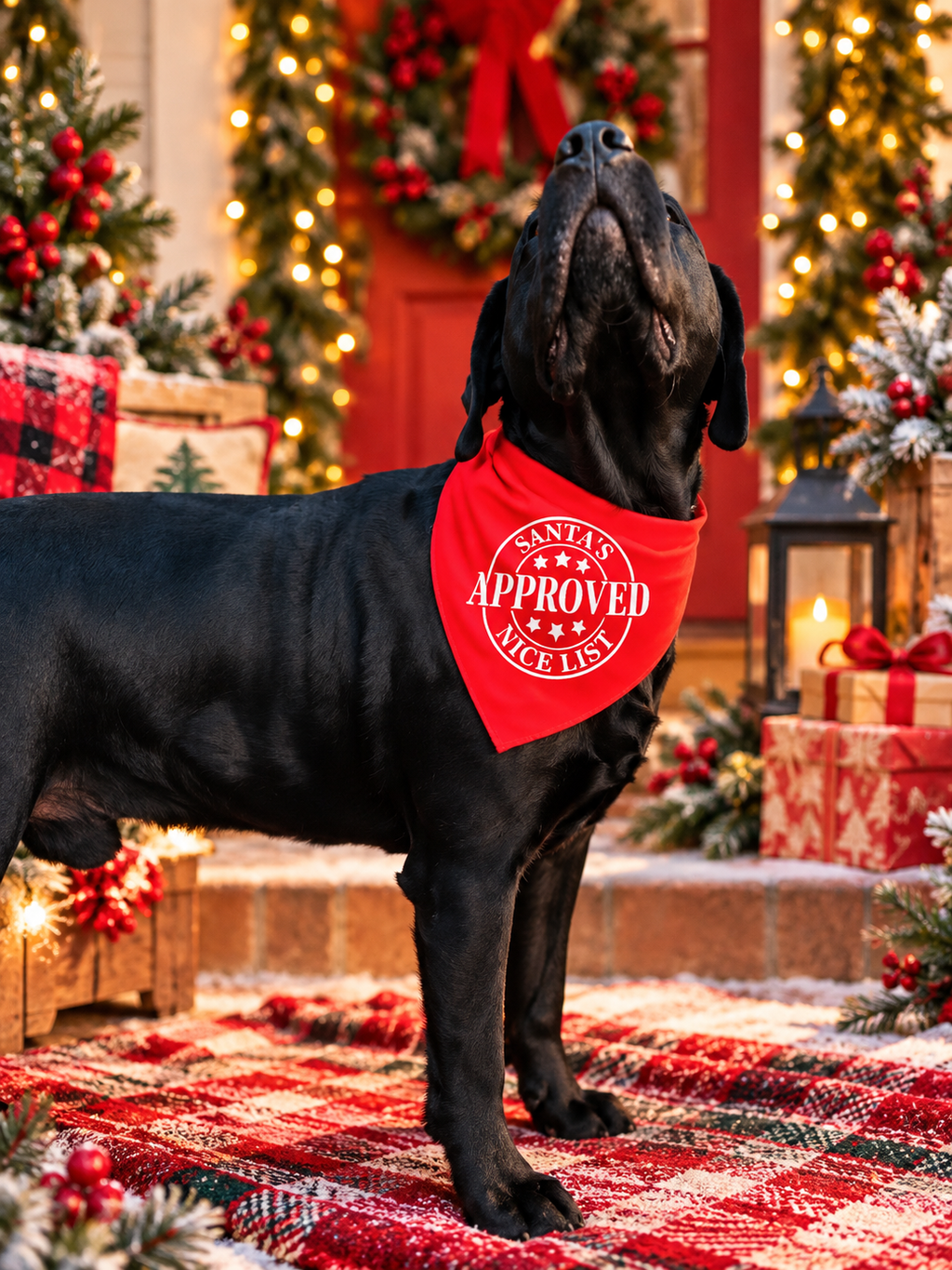 Santa’s Nice List Christmas Dog Bandana – Red Snap-On Holiday Bandana