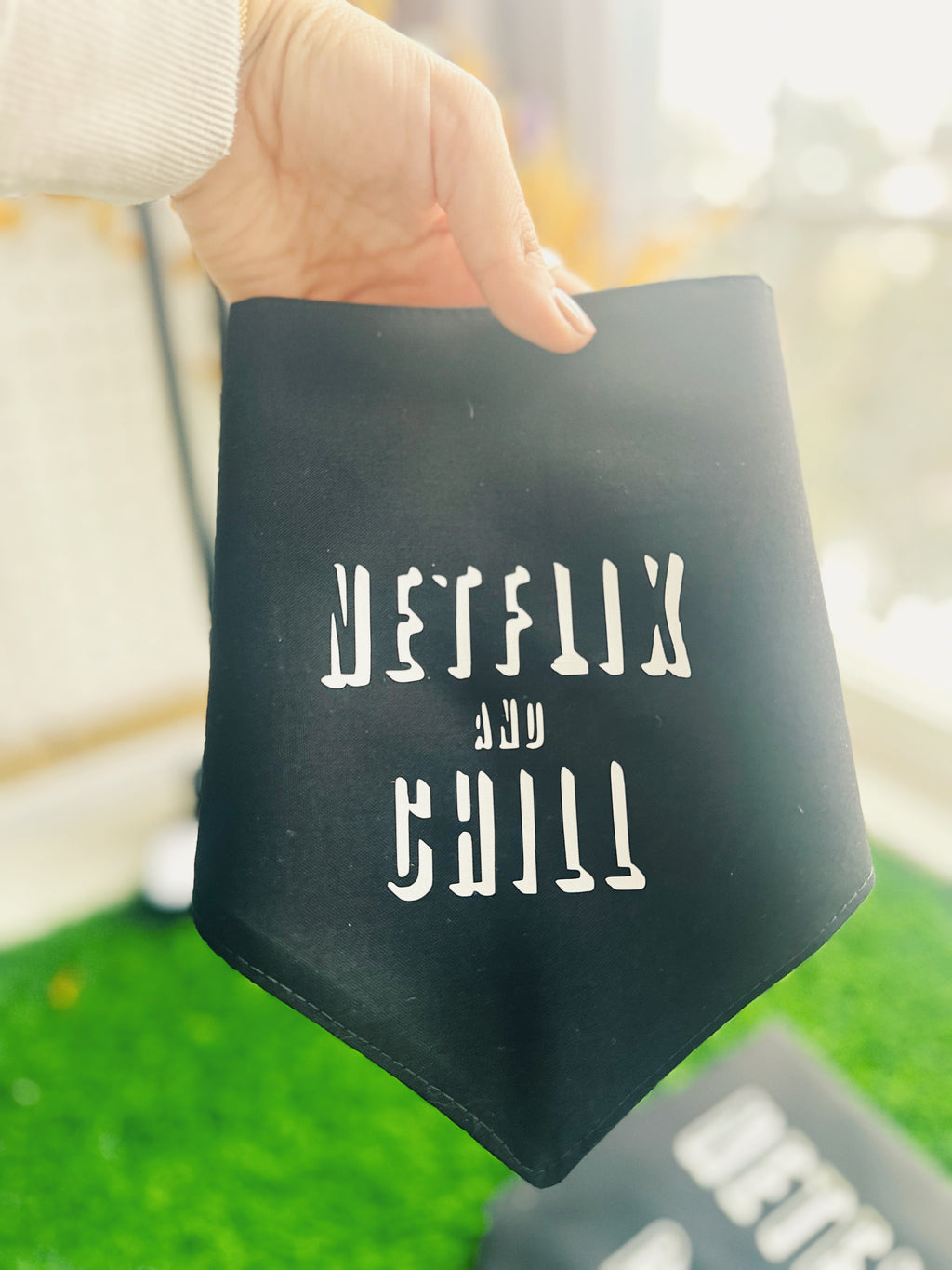 Netflix and chill pet bandana with snaps bottoms