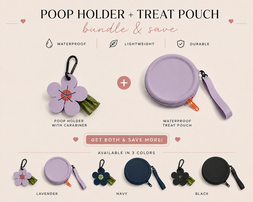 Flower Poop Bag Holder with Carabiner – Stylish Dog Walking Waste Bag Dispenser