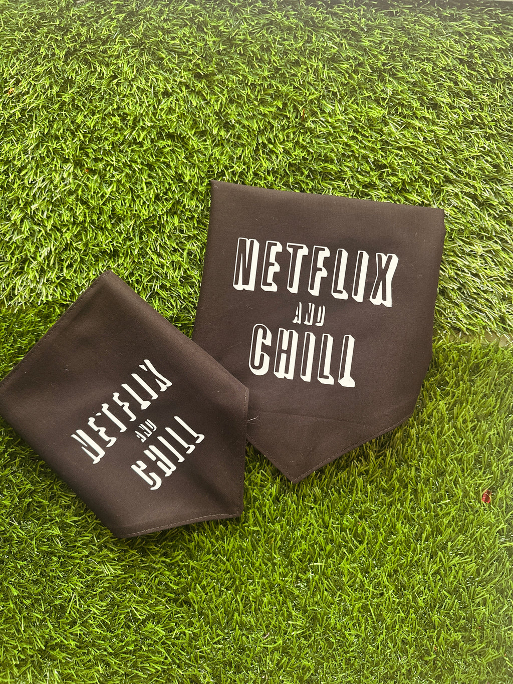 Netflix and chill pet bandana with snaps bottoms