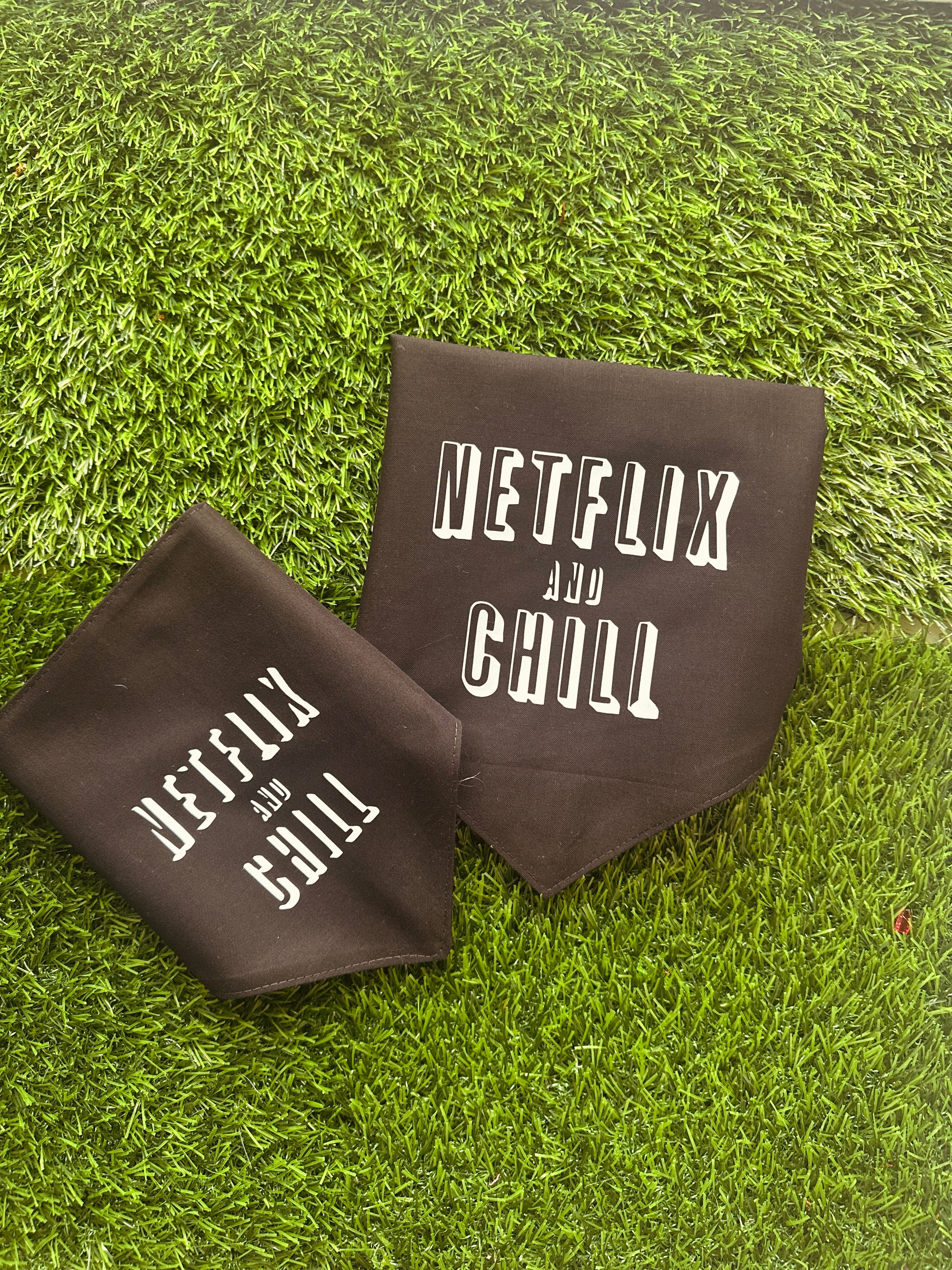 Netflix and chill pet bandana with snaps bottoms