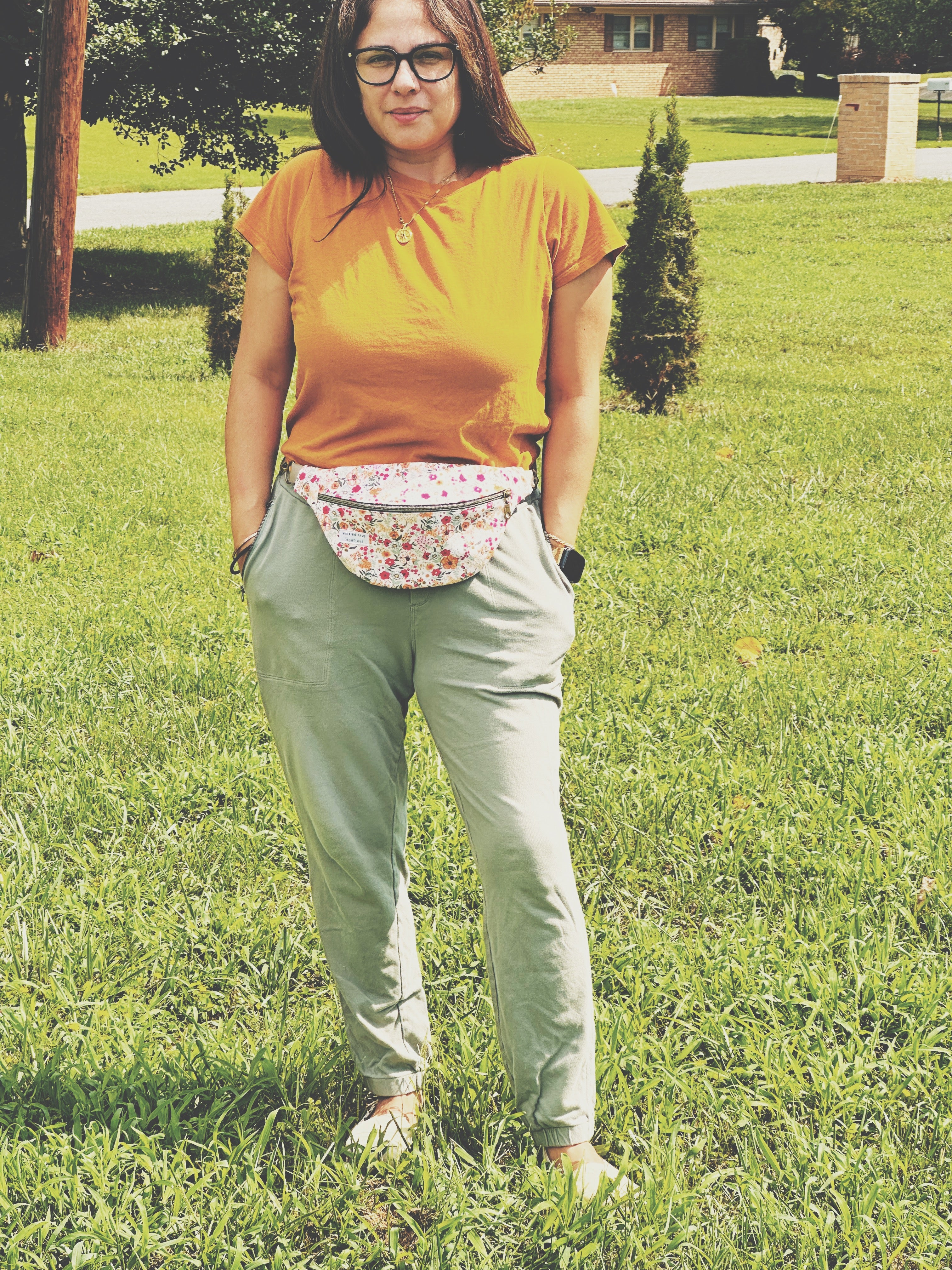 Soft floral fabric fanny pack