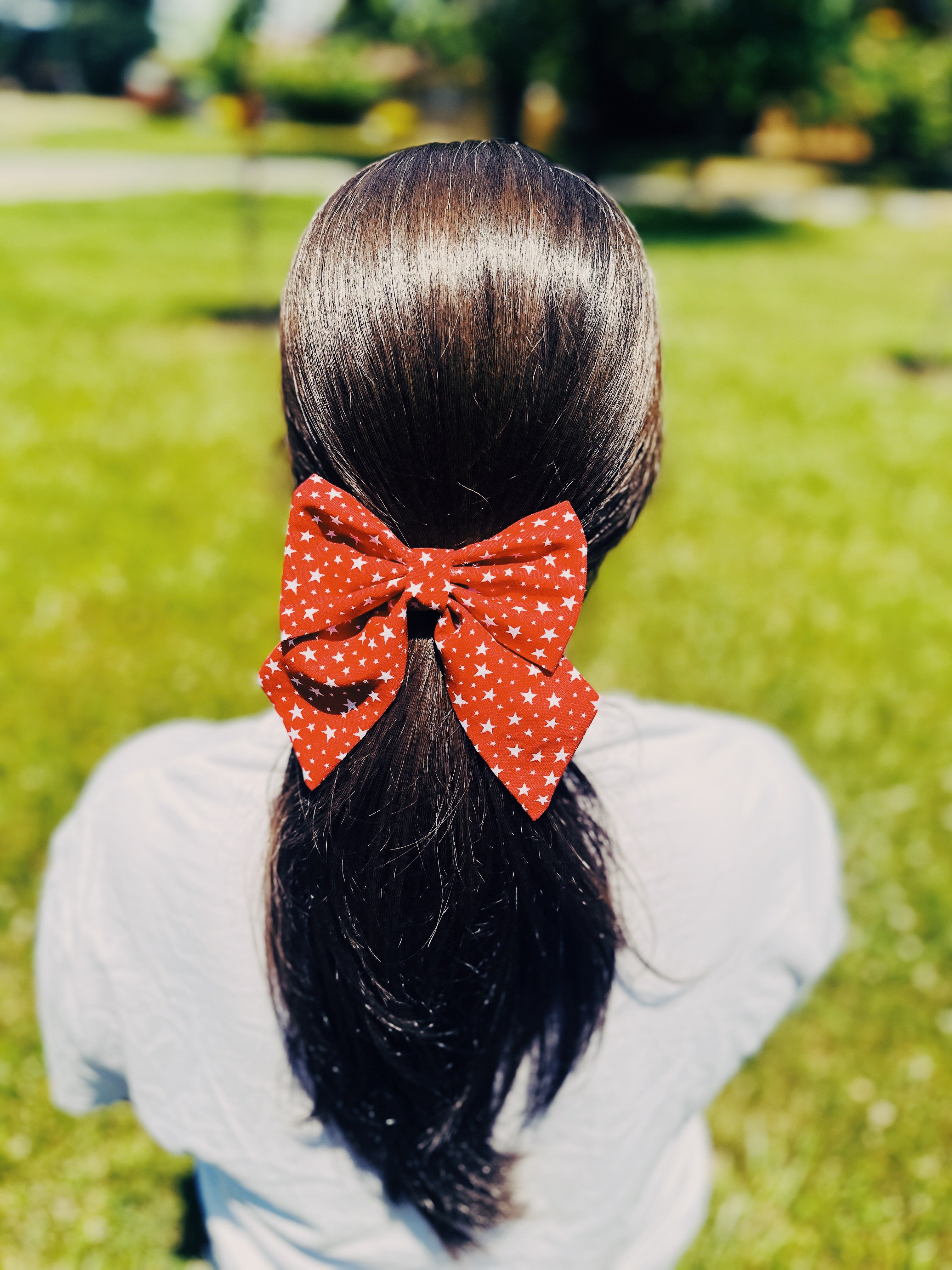 Red stars patriotic sailor bow for dogs