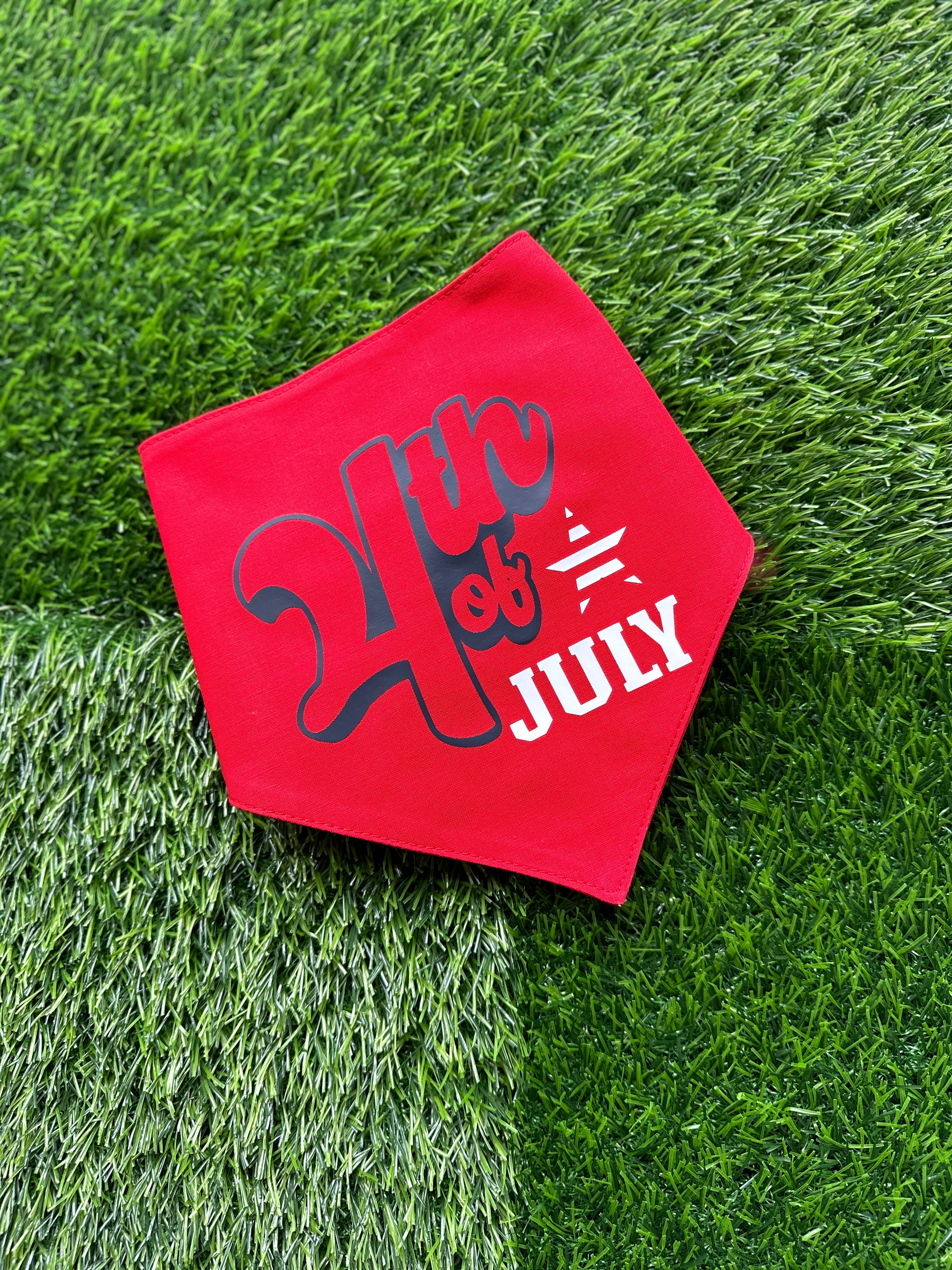 Red 4th of July tie on pet bandana