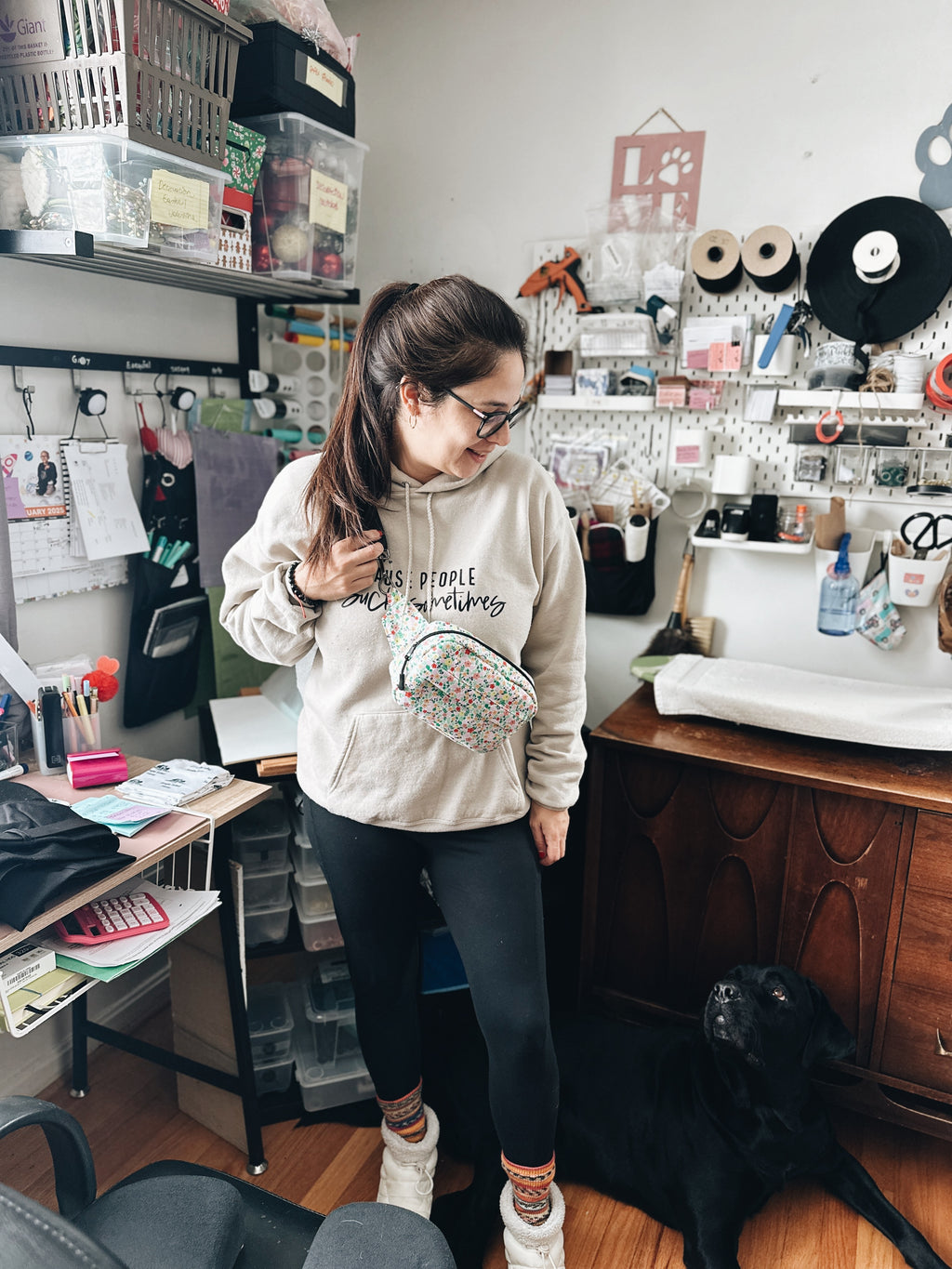 Floral green tiny flowers fanny pack, boho chic everyday bum bag, crossbody fanny pack