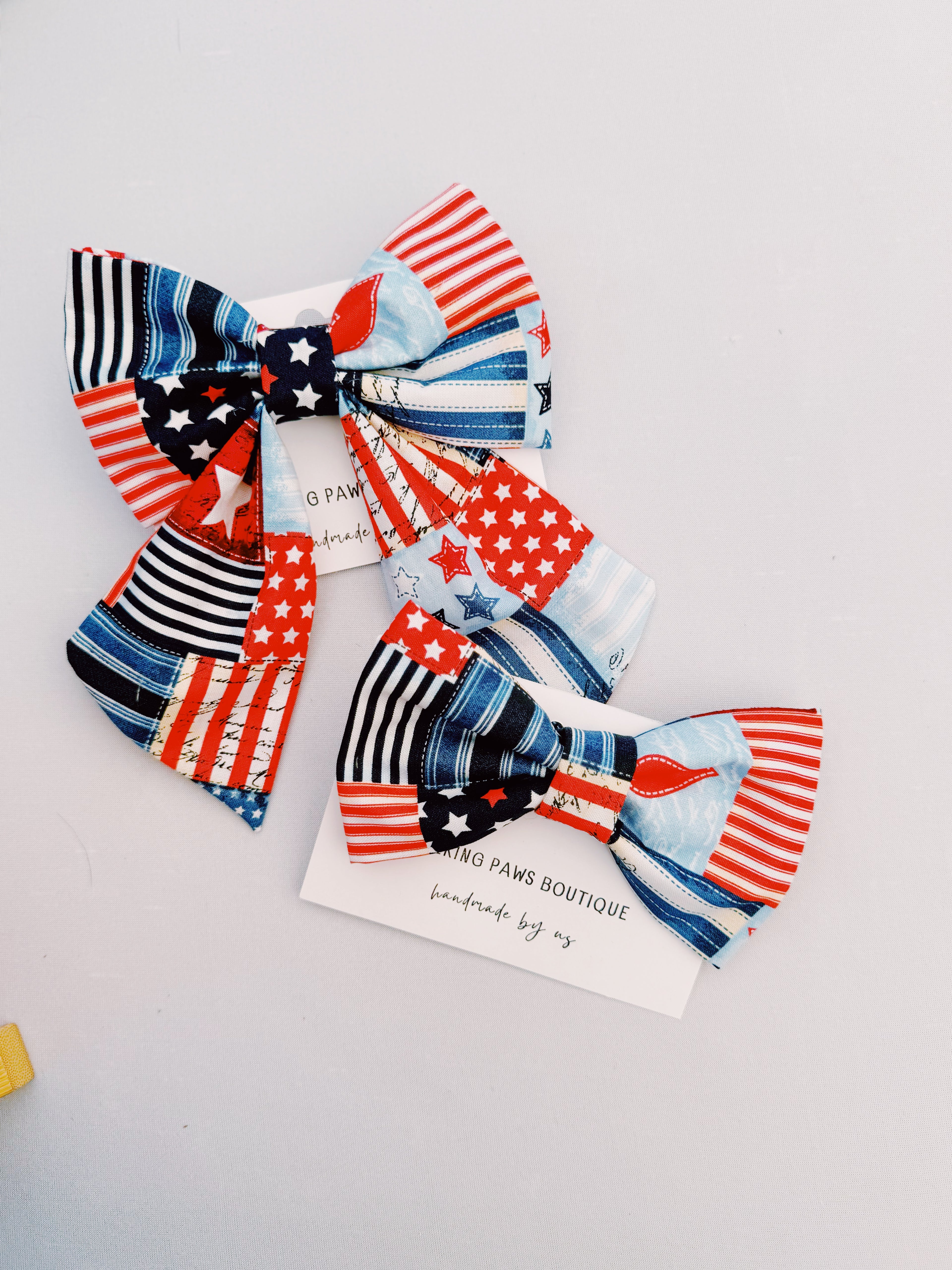 Fourth of July sailor bow and bowtie for dogs