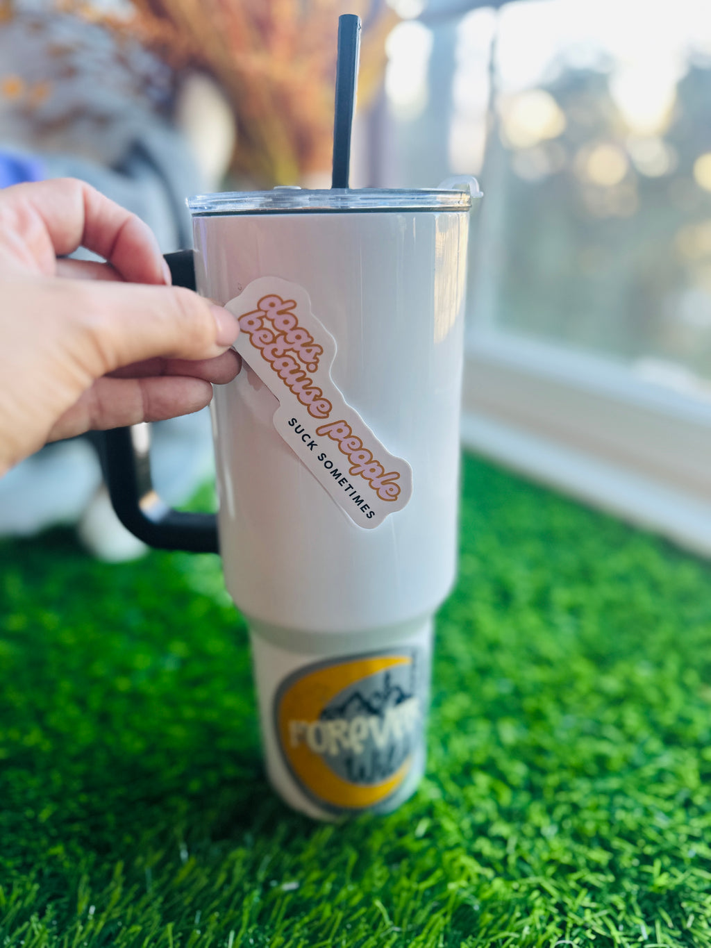 dogs because people suck sometimes waterproof sticker