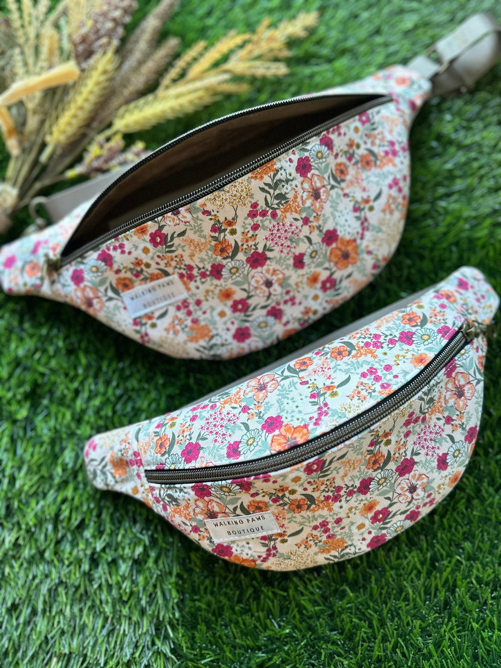 Soft floral fabric fanny pack