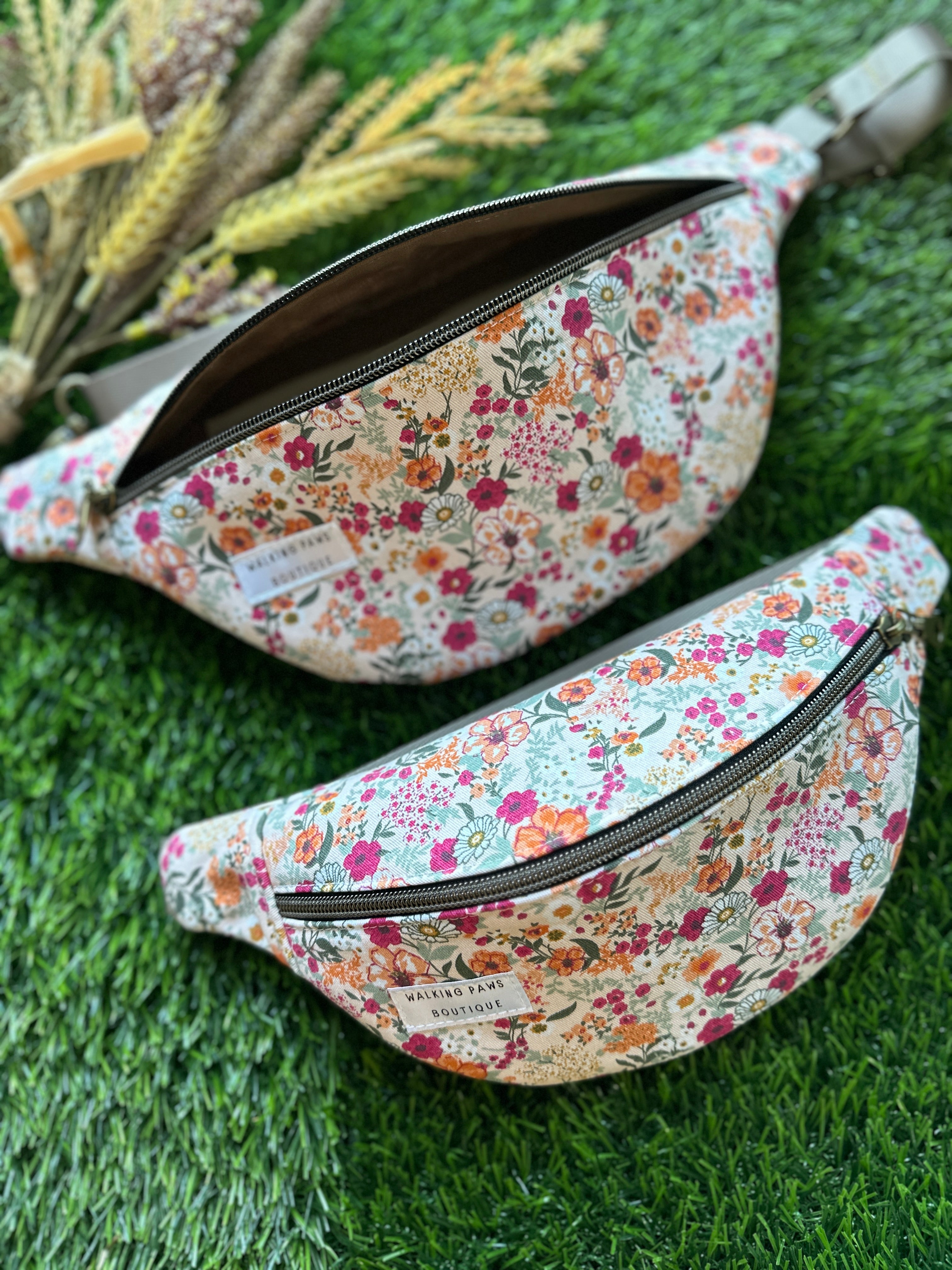 Soft floral fabric fanny pack