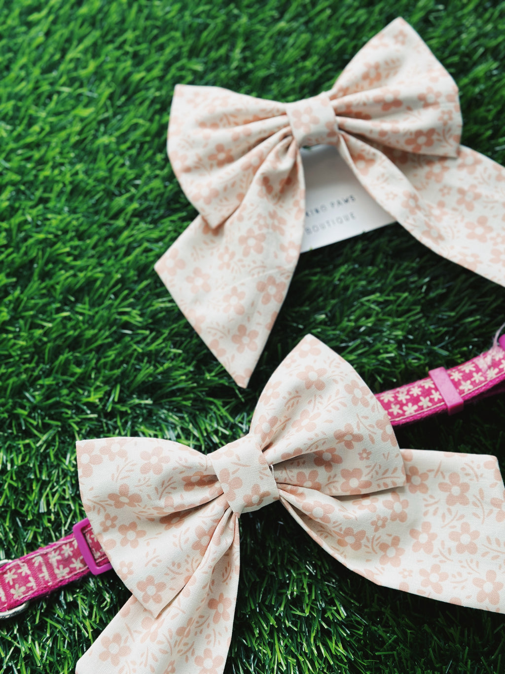 Floral boho sailor bow for pets, matching bow for pet parents and pet, dog matching bow