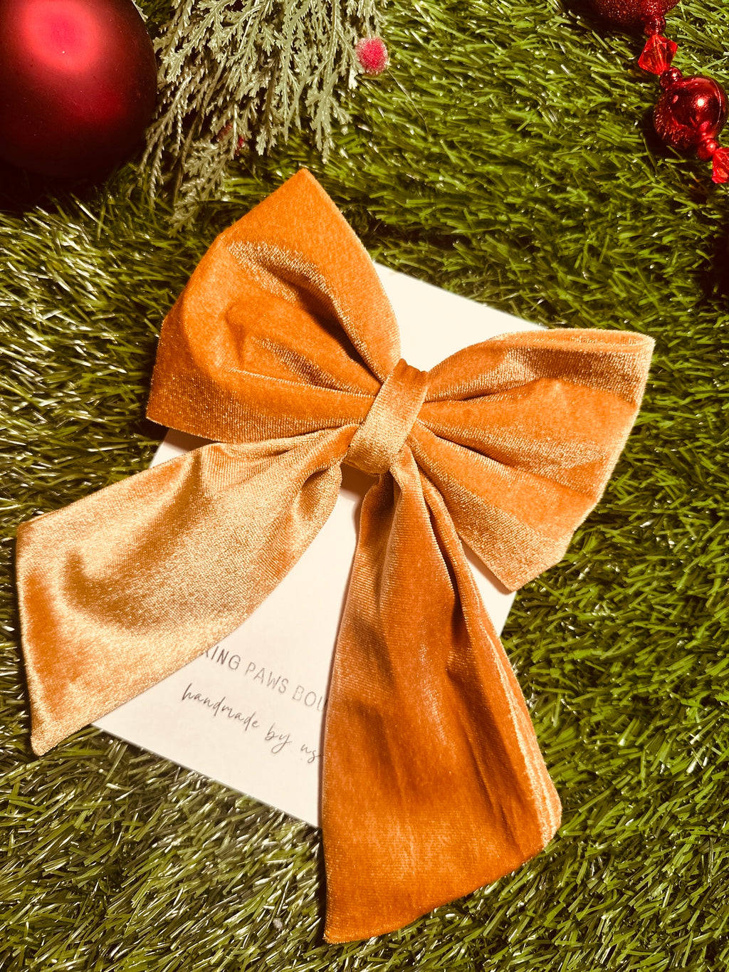 Gold crushed velvet sailor bow , attachable dark red sailor bow for dog