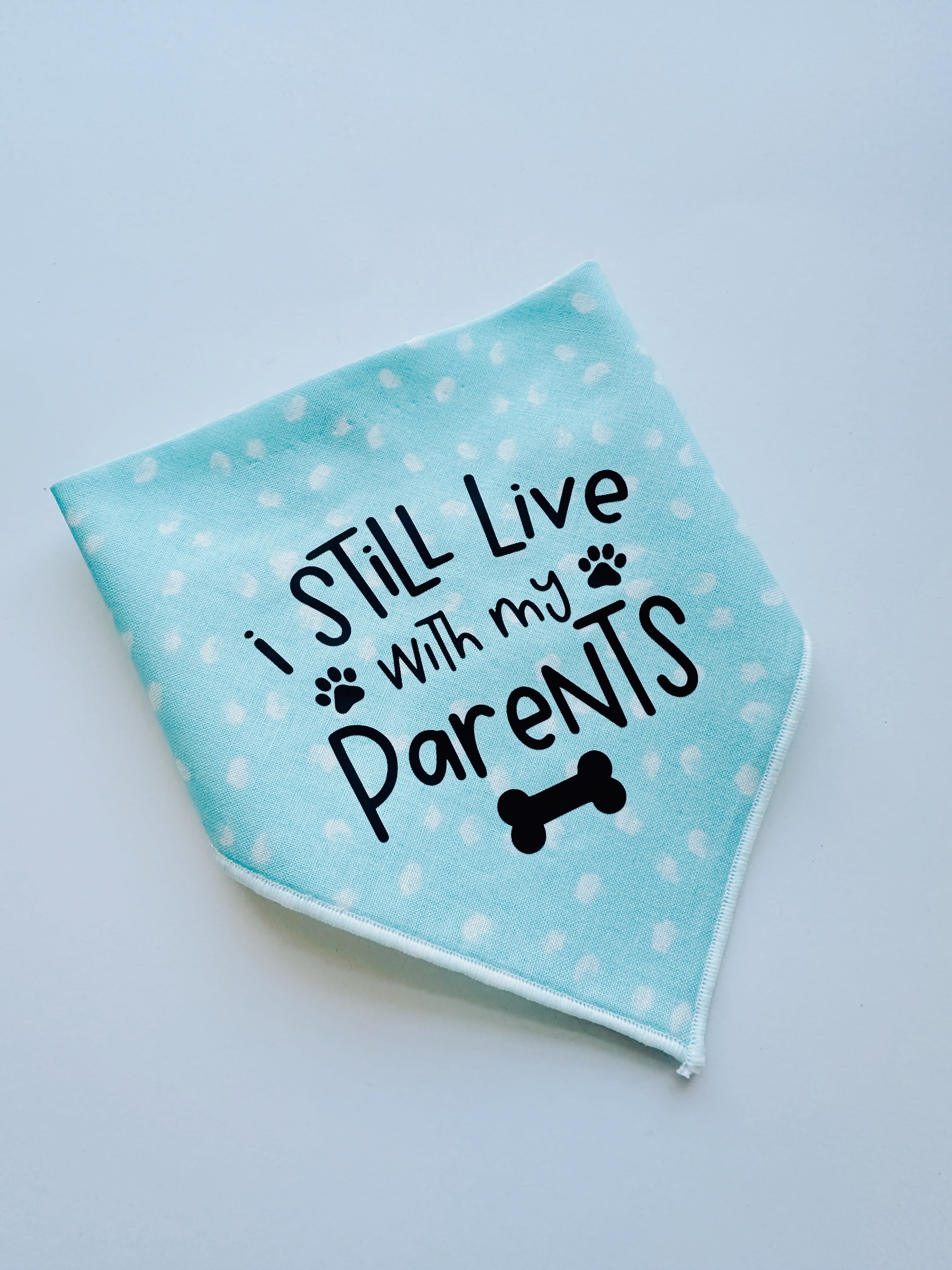 I still live with my parents lavender pet bandana , tie on clip on bandana