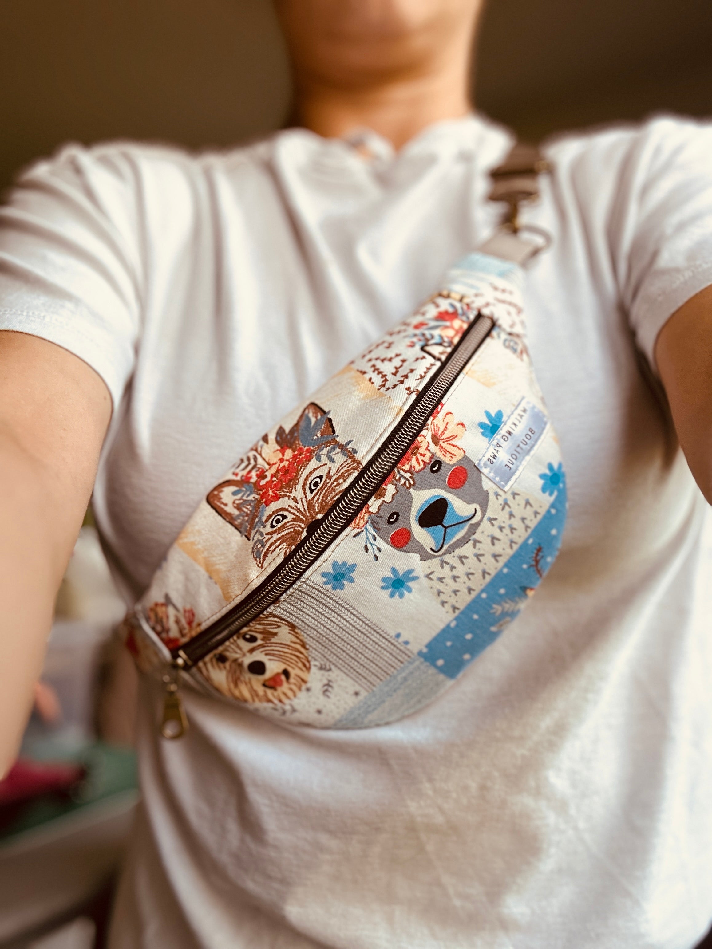 Dog faces Canvas Fanny pack, waist purse