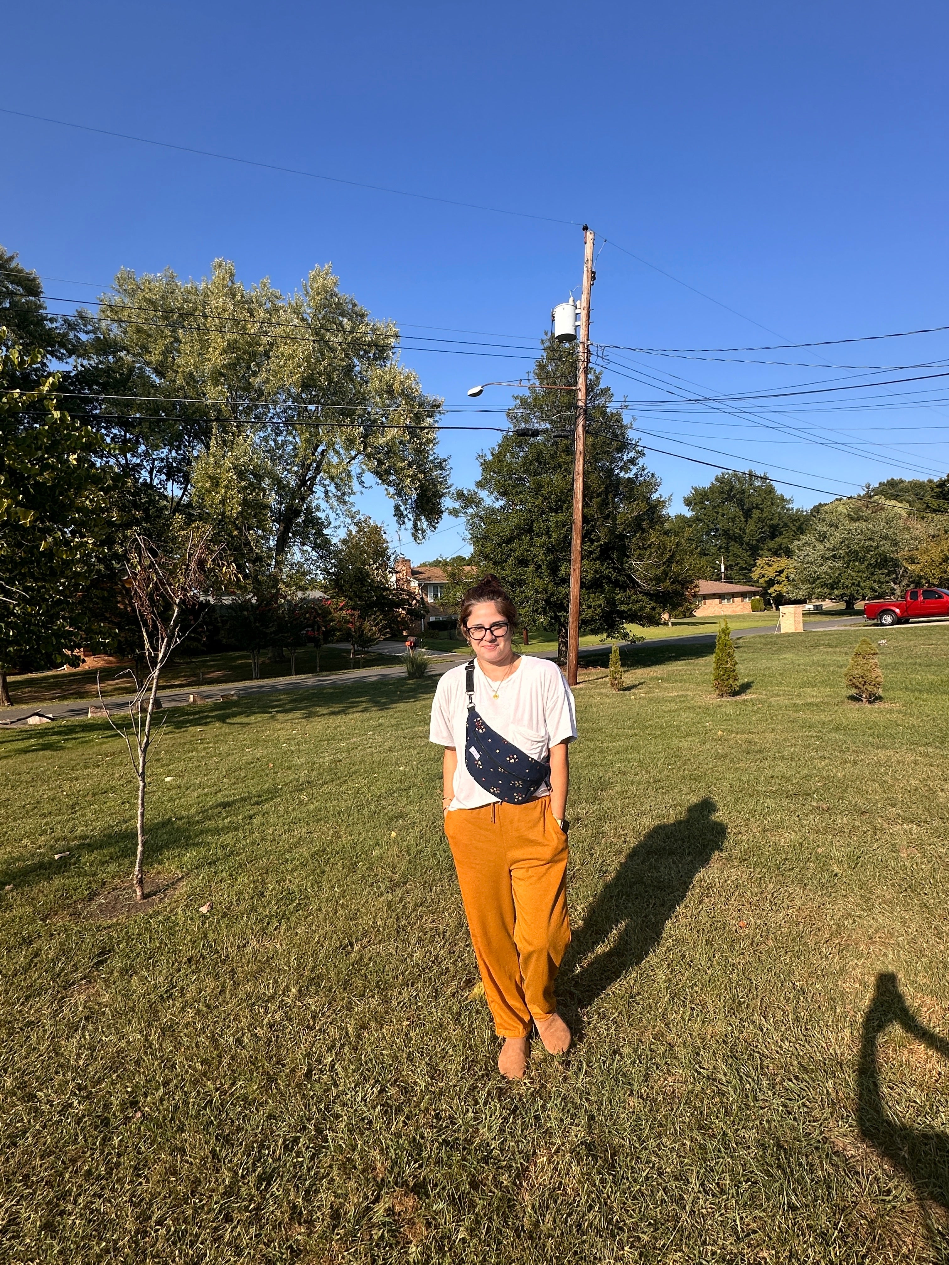 corduroy navy floral fanny pack, oversized look, fabric fanny pack