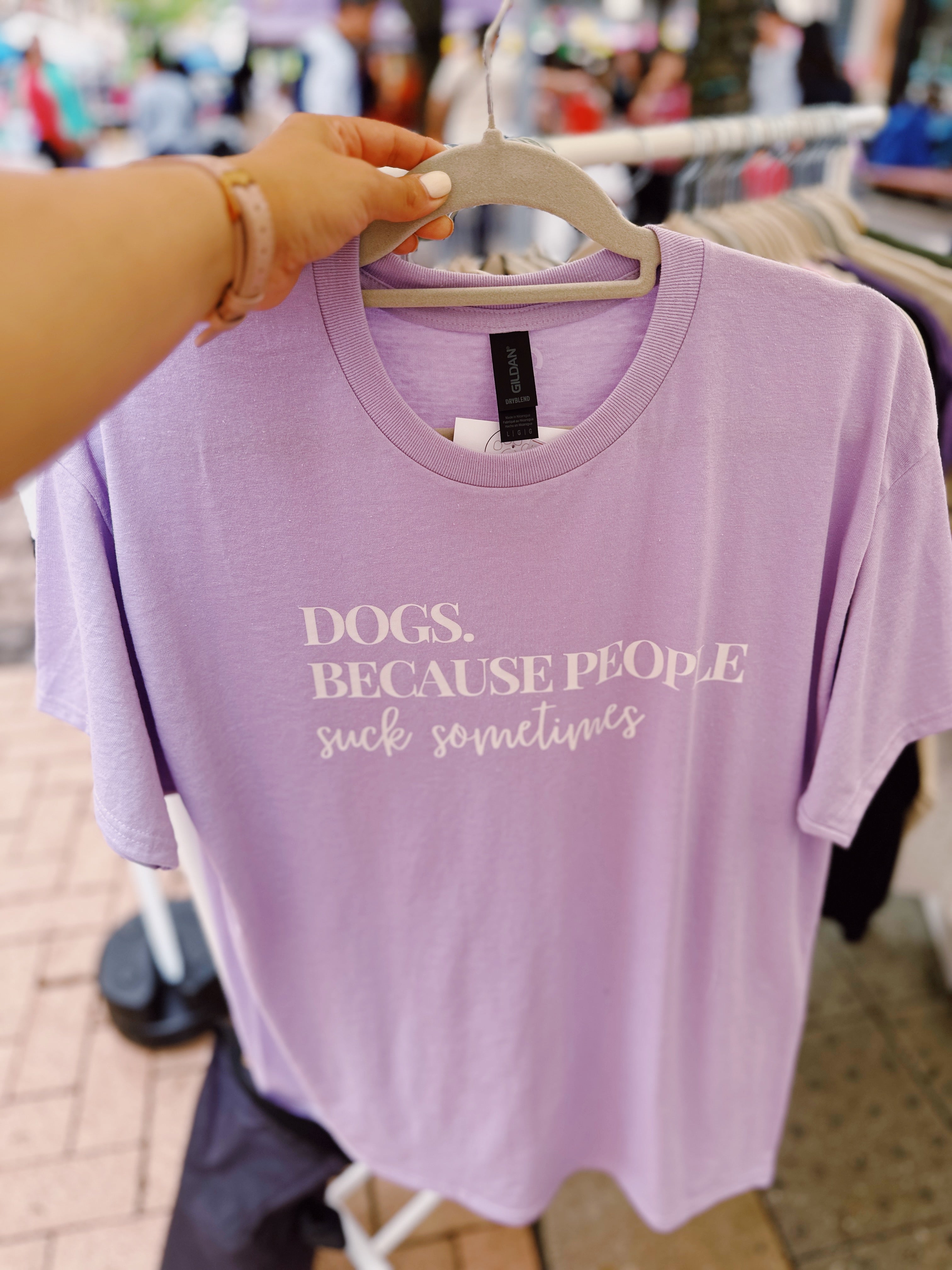Dogs because people suck sometimes lavender Tshirt