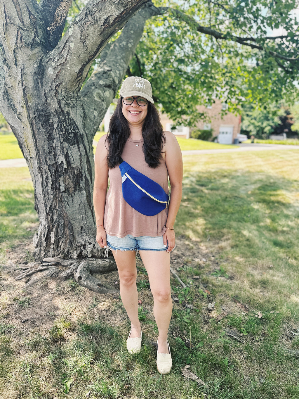 Royal blue over sized fanny pack, trending style purse crossbody