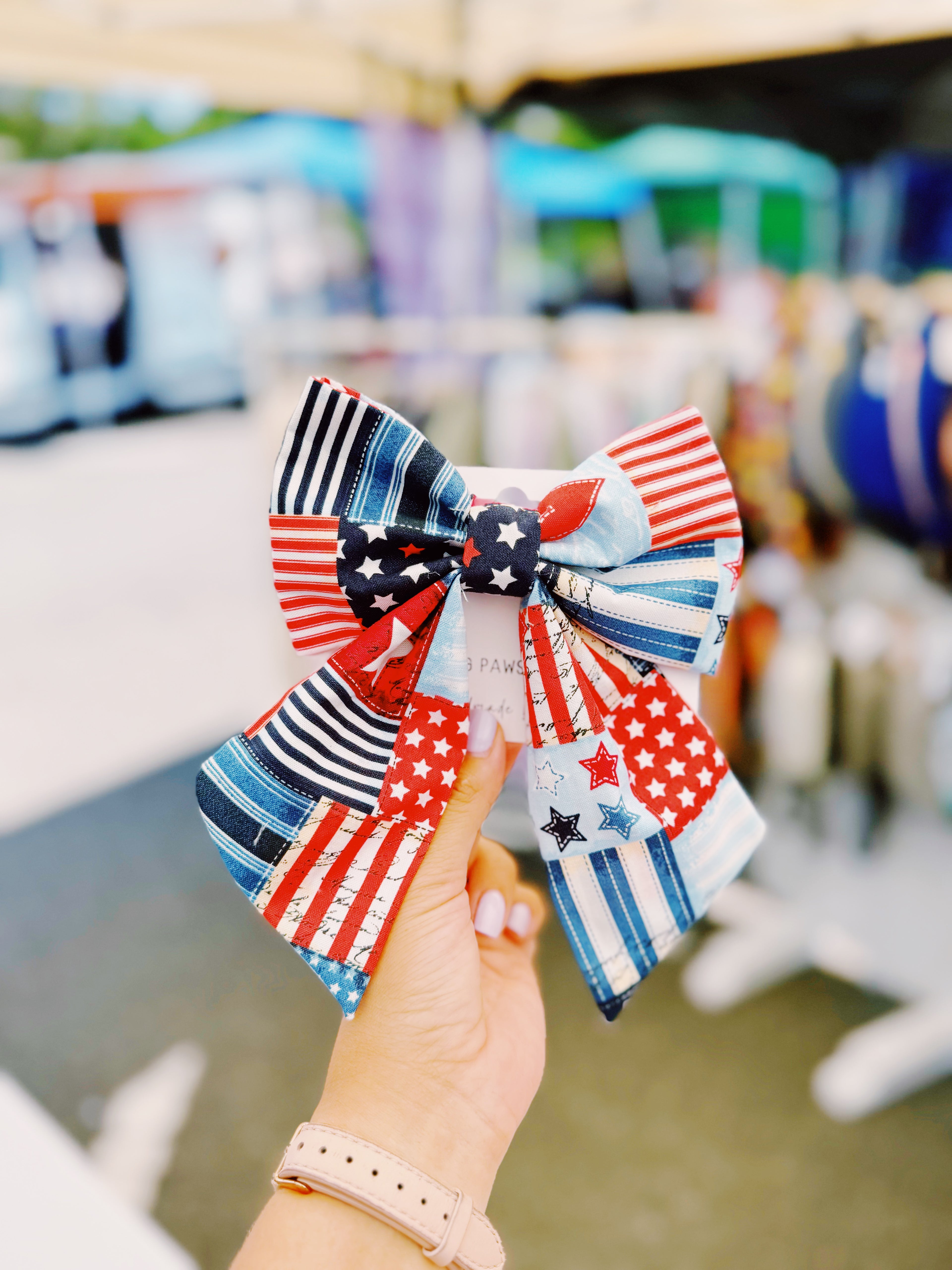 Fourth of July sailor bow and bowtie for dogs