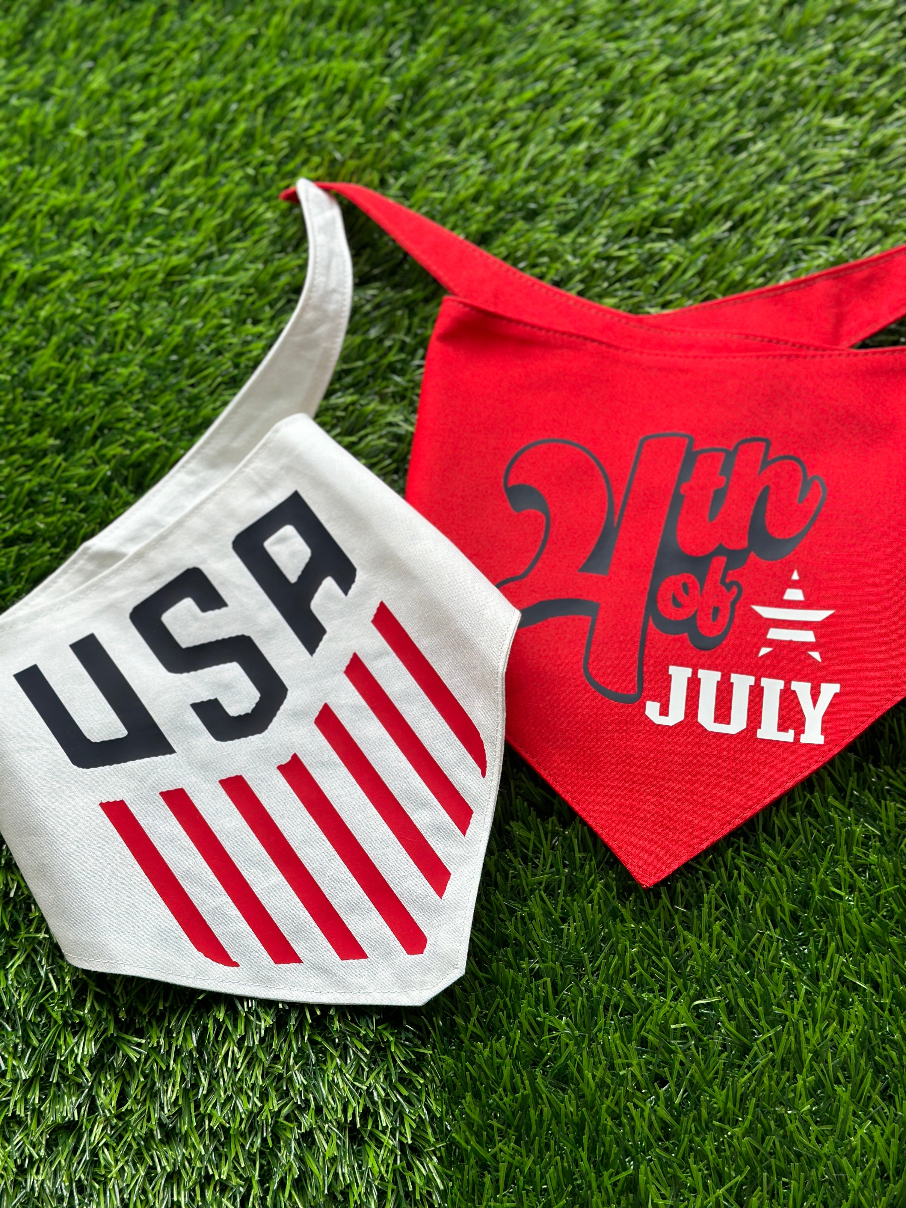 Red 4th of July tie on pet bandana