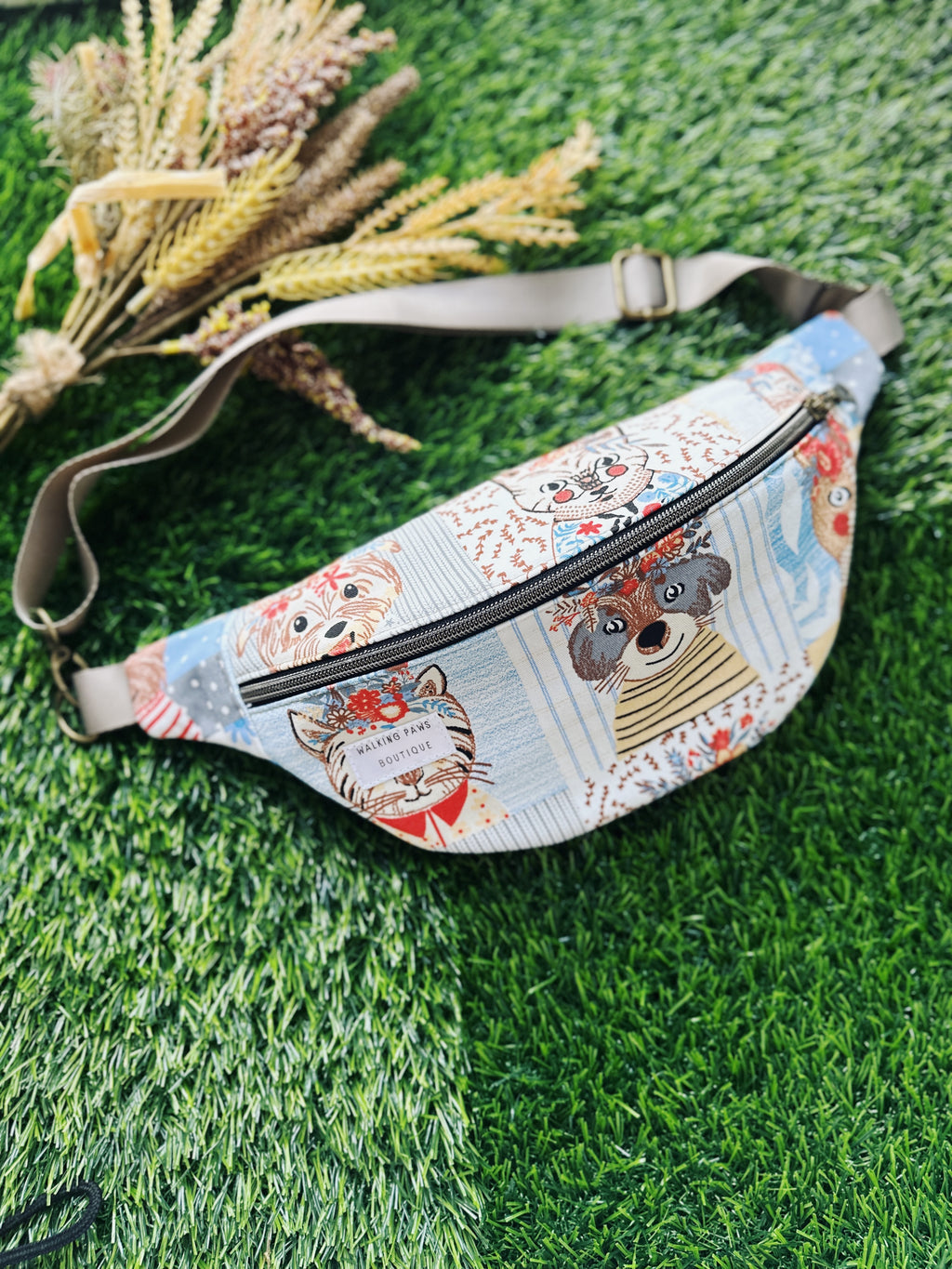 Dog faces Canvas Fanny pack, waist purse