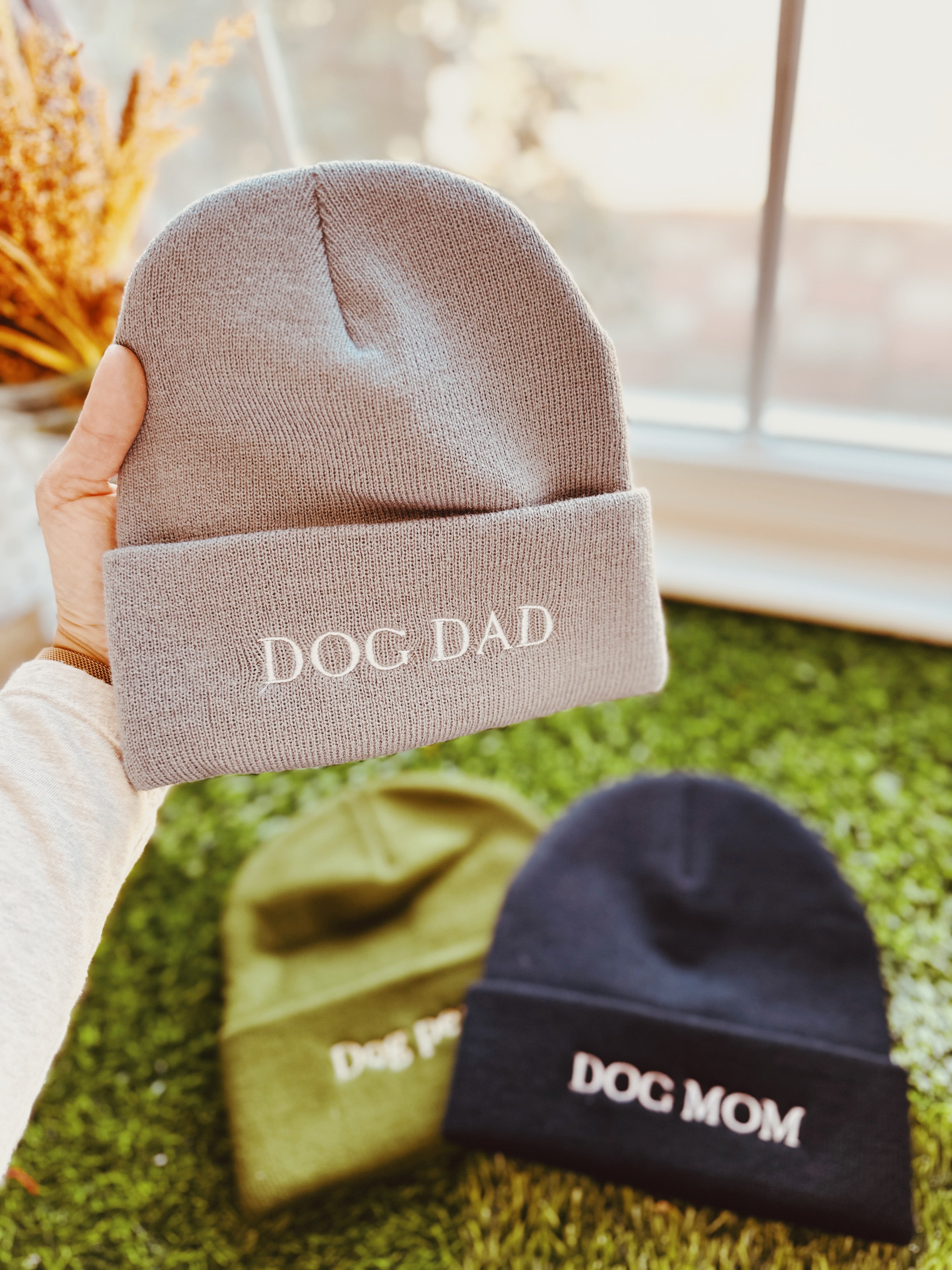 dog dad soft grey beanie