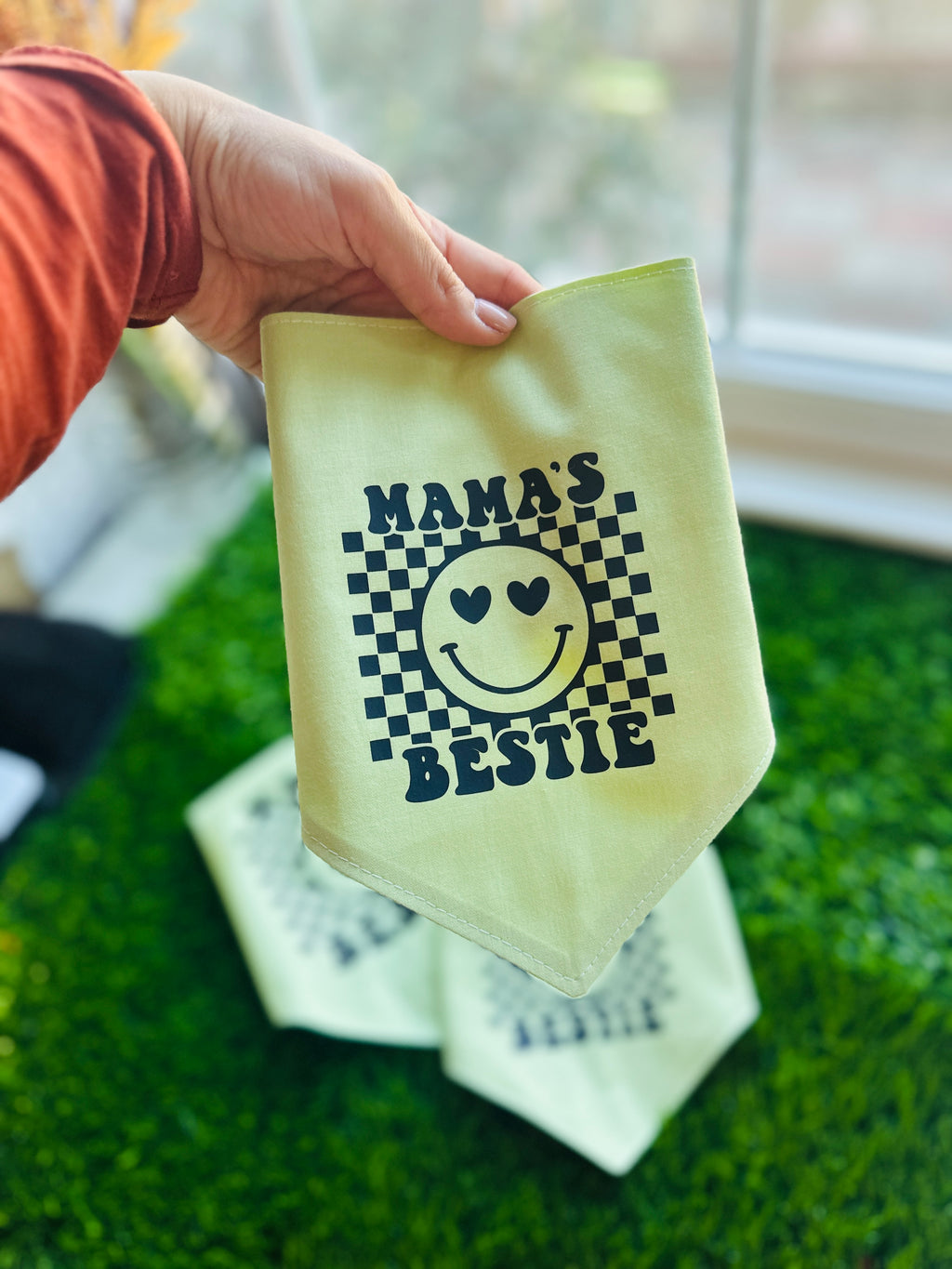 Mama’s bestie dog lime bandana