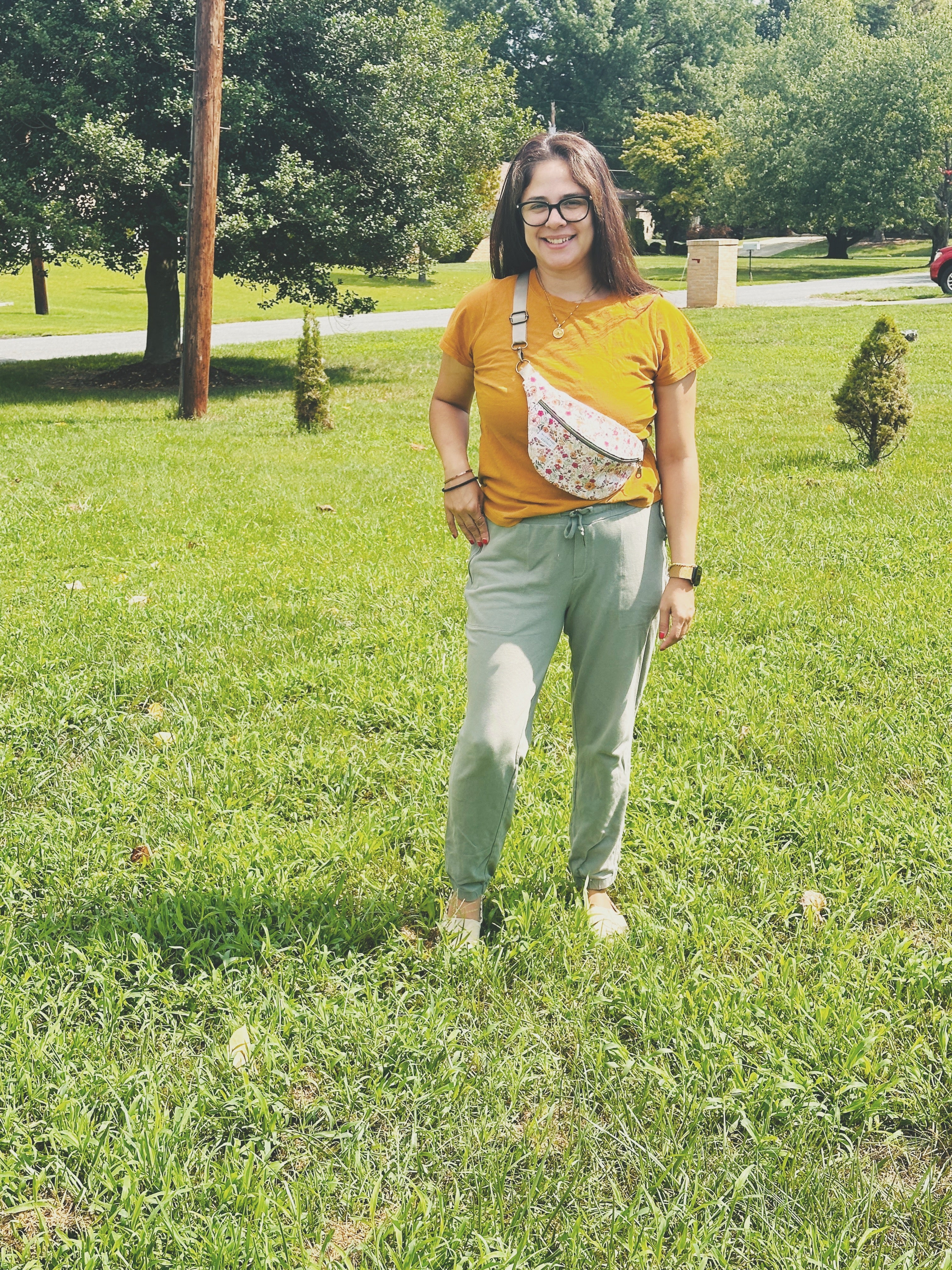 Soft floral fabric fanny pack