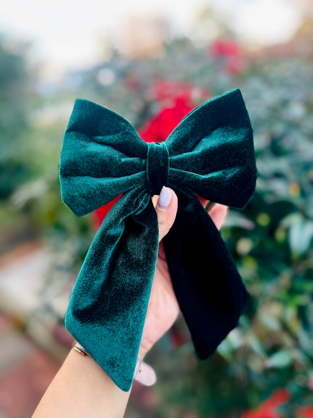 Green crushed velvet sailor bow , attachable dark red sailor bow for dog