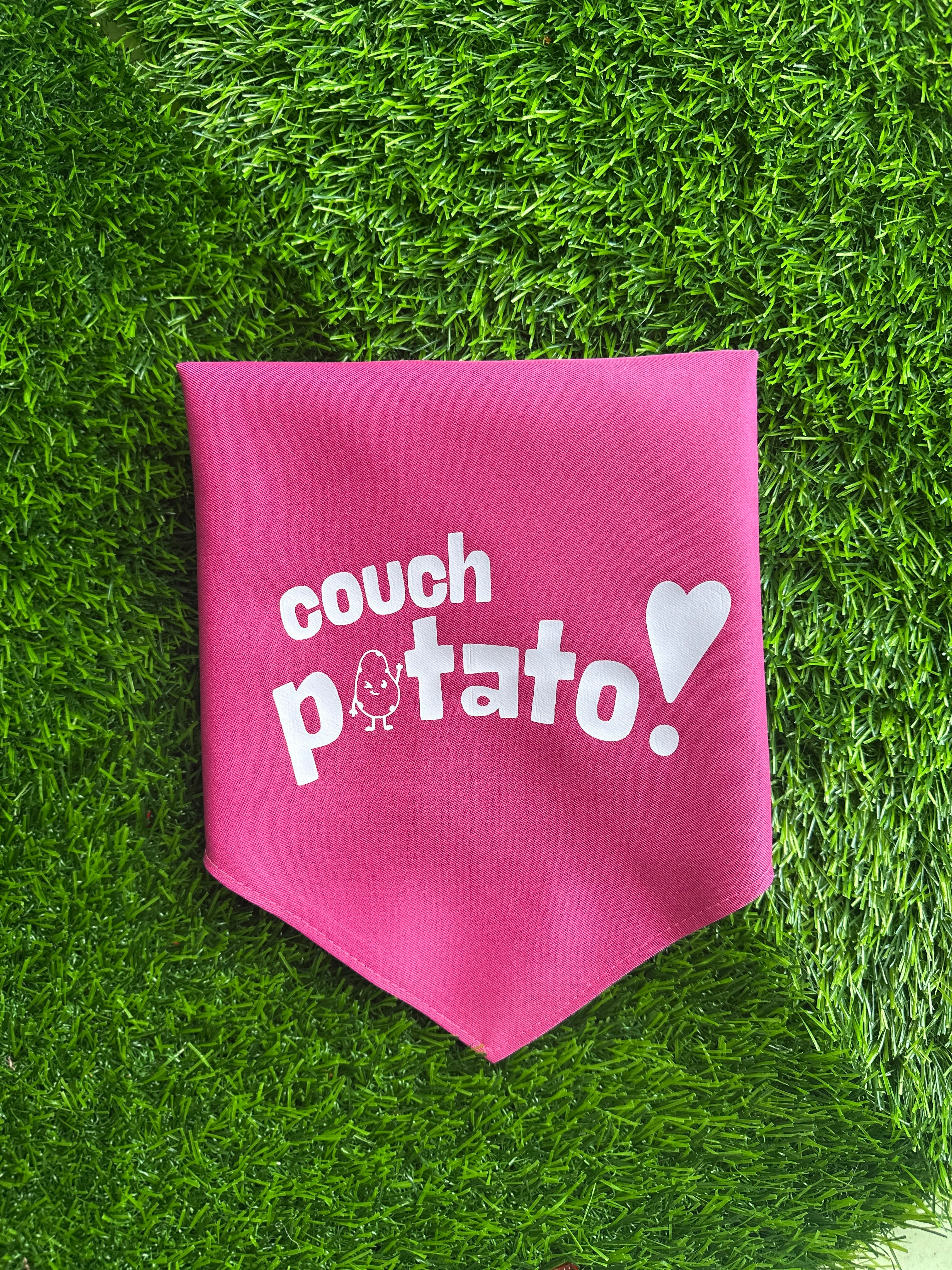 couch potato pink or black dog bandana