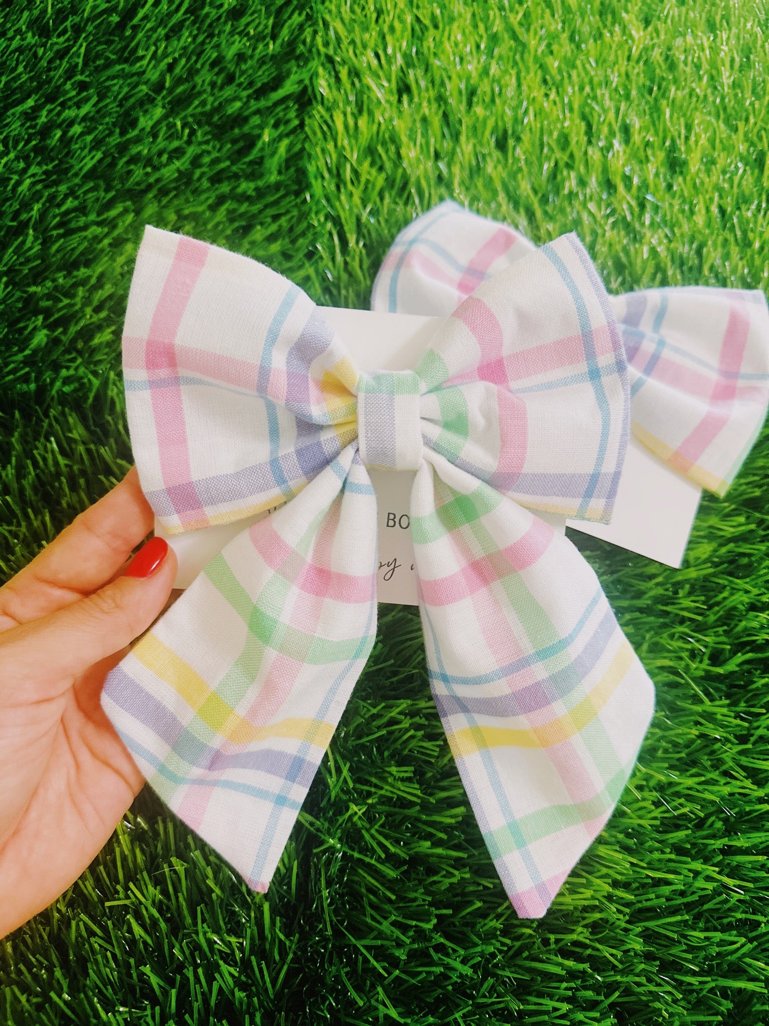Easter pastel plaid sailor bow for dog