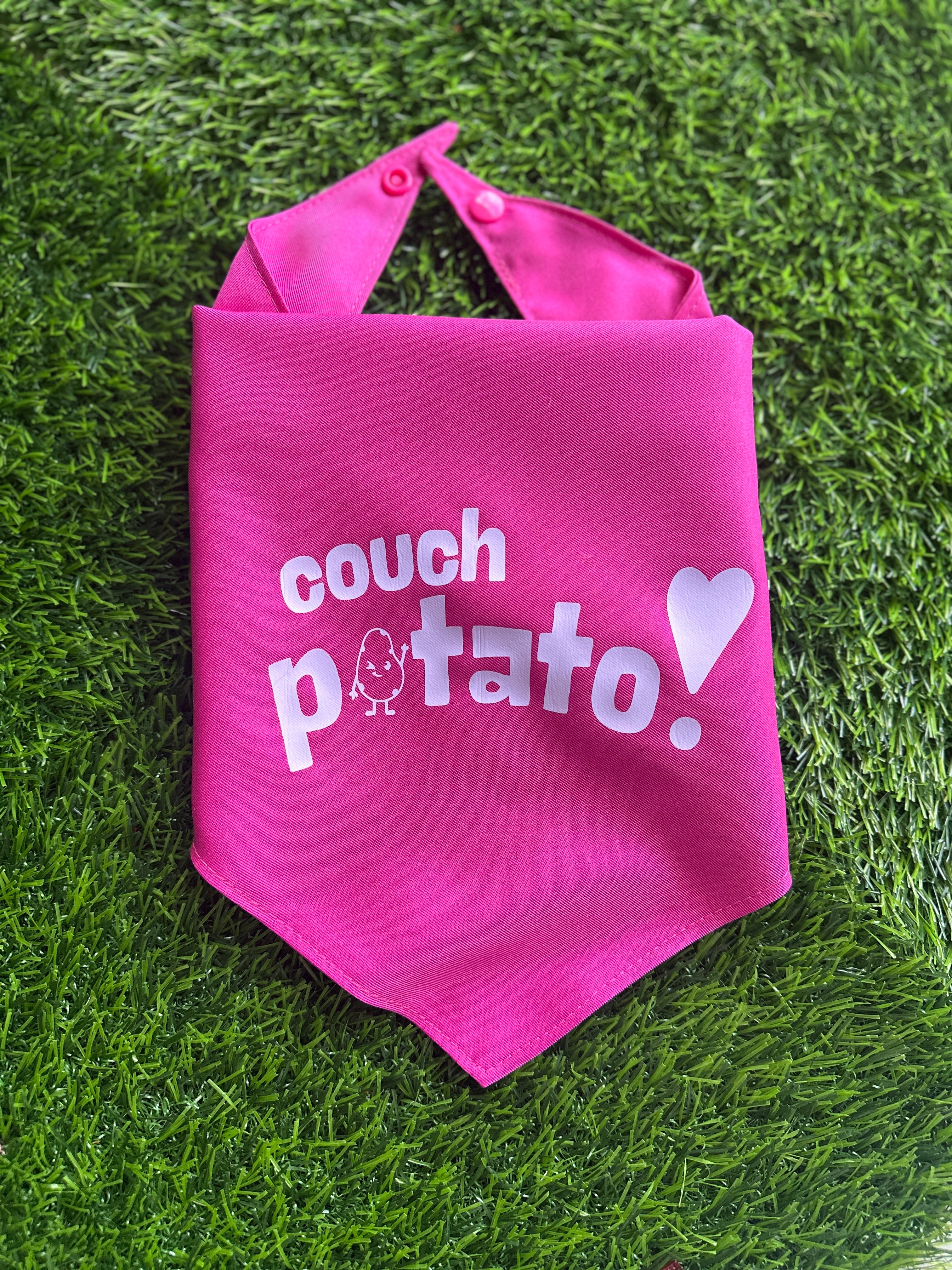 couch potato pink or black dog bandana