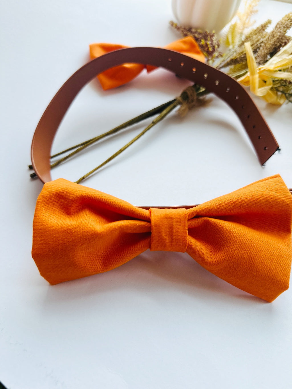Saffron orange dog bowtie, attachable bow for any size collar, dogs and cats bow