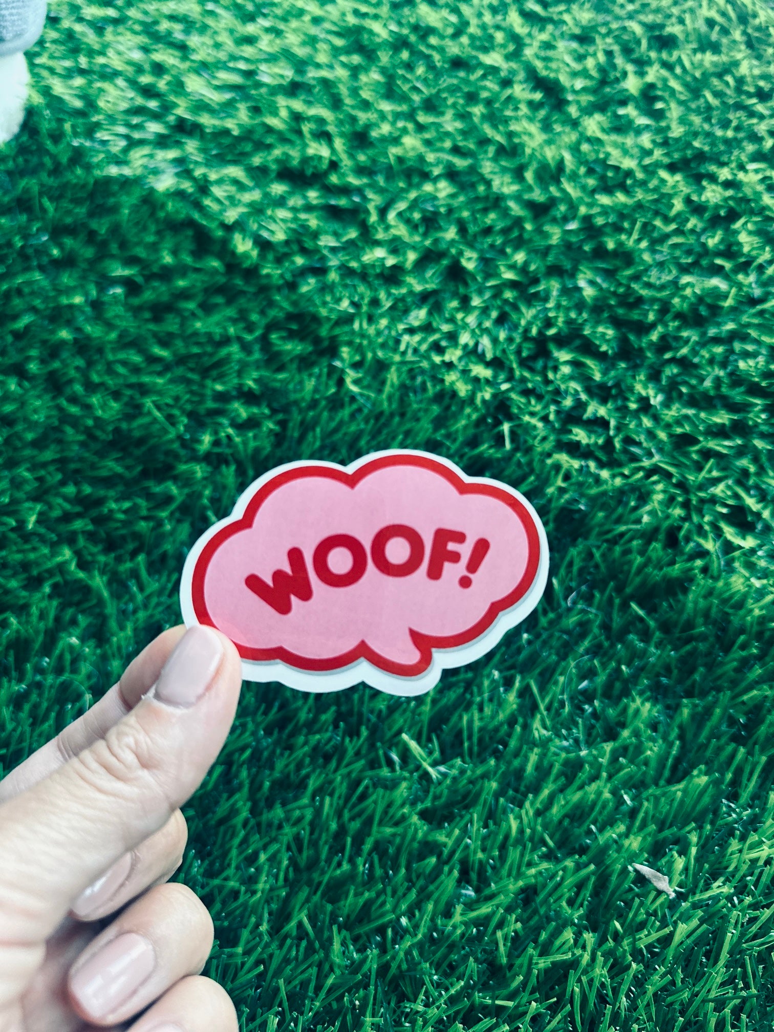 woof waterproof vinyl sticker for dog lovers