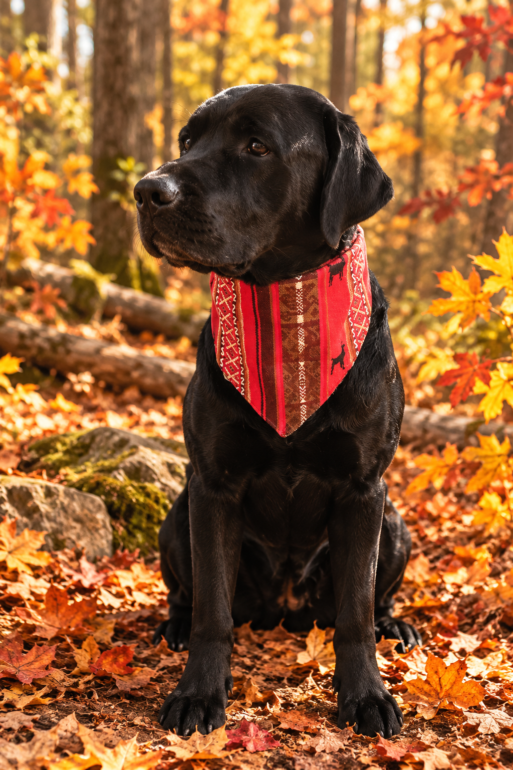 Wool Blend Dog Bandana| Red & Brown