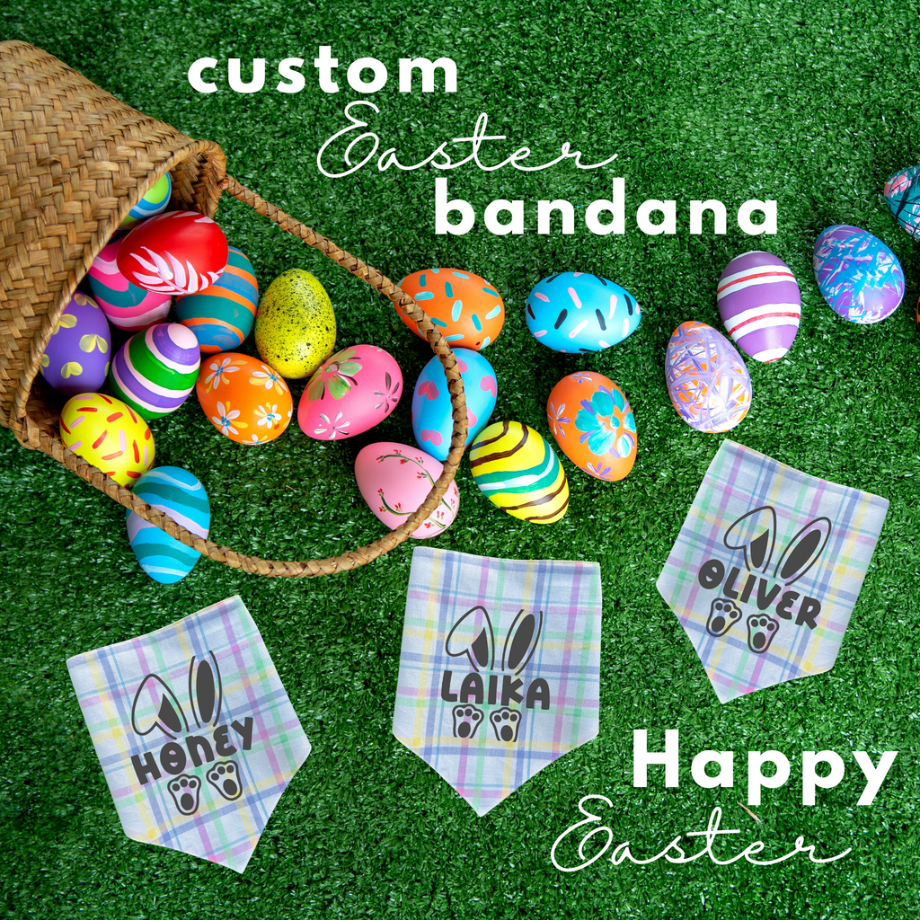 Your dog name is easter/ spring bandana, custom bandana