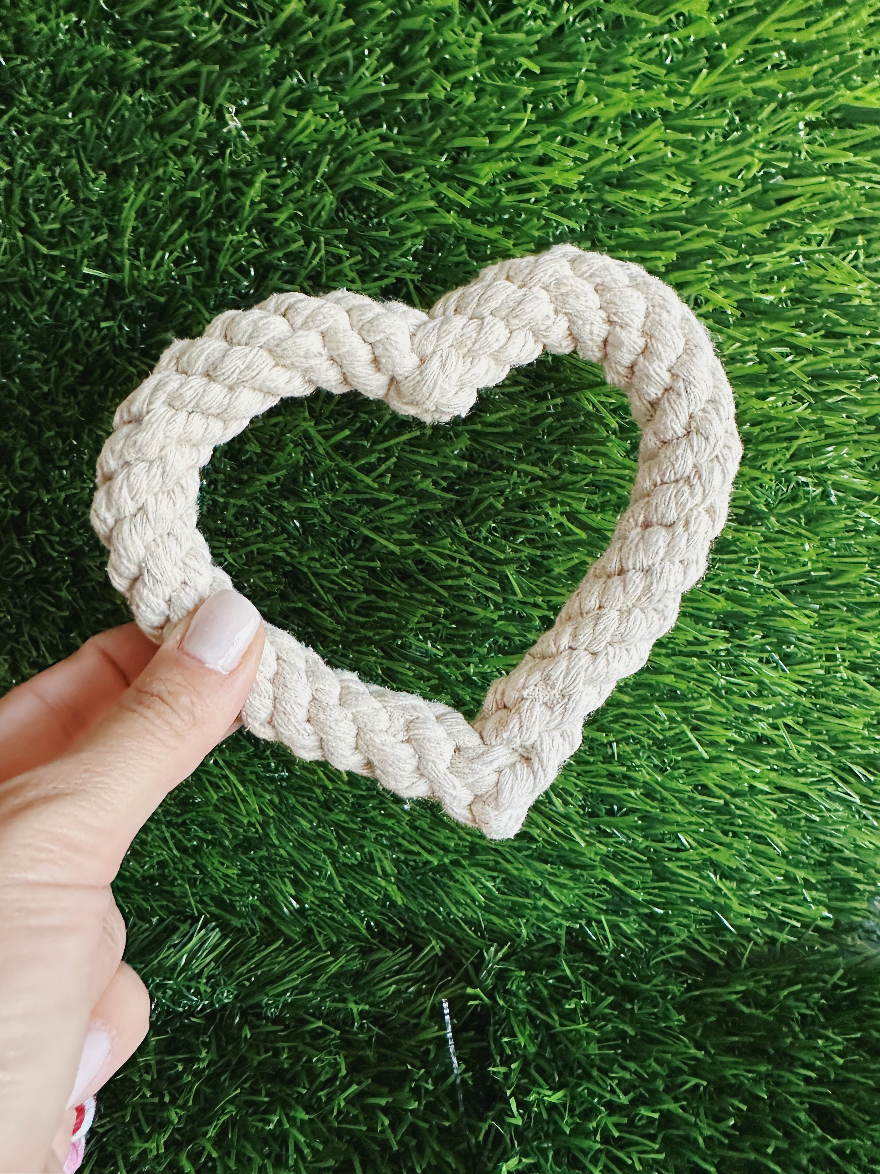 Macrame dog toy, Heart shape dog rope toy