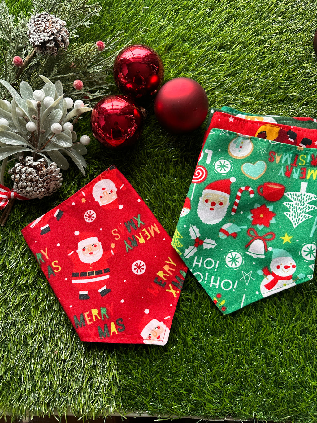 Merry Christmas and santa red dog bandana