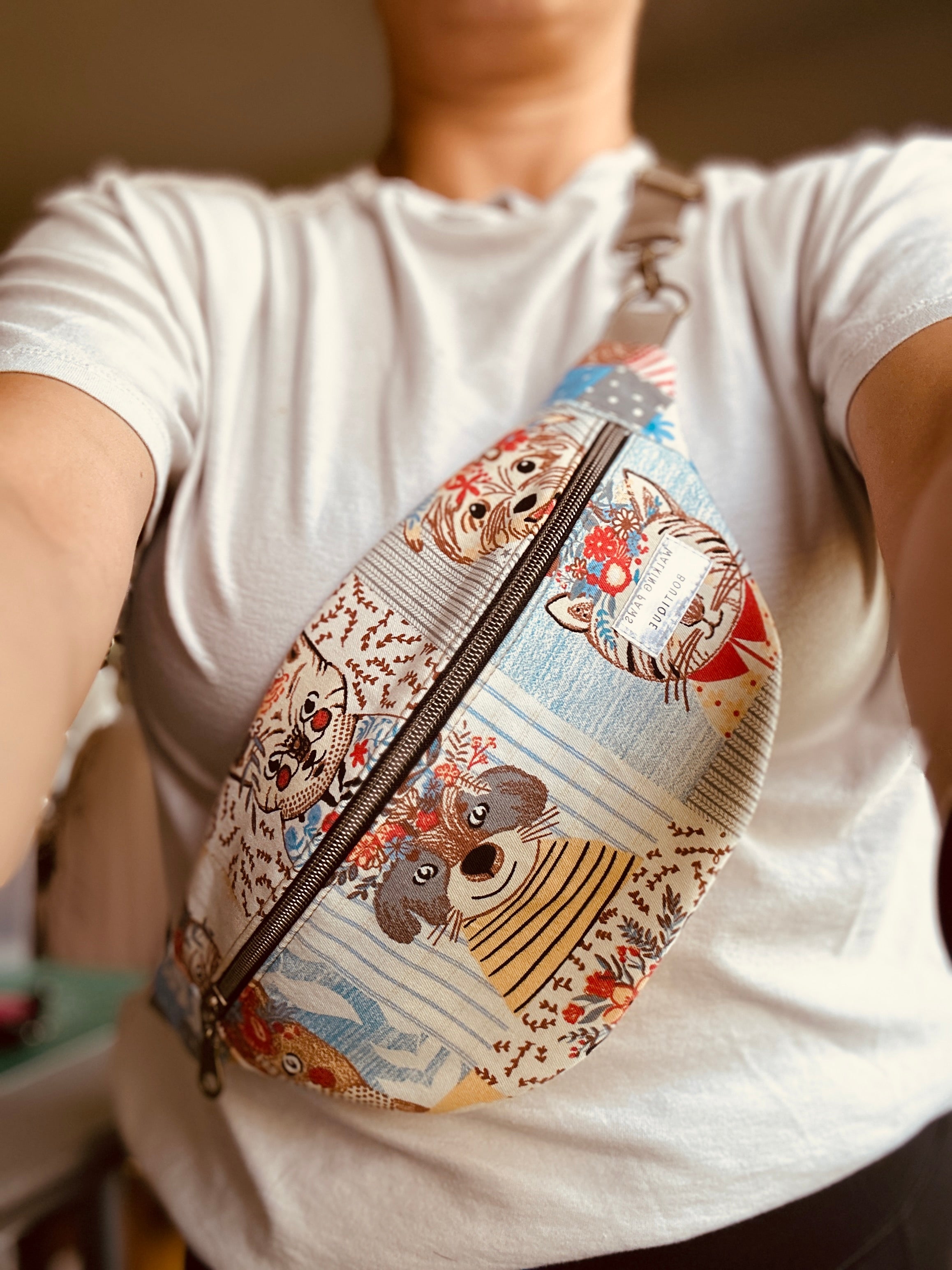 Dog faces Canvas Fanny pack, waist purse