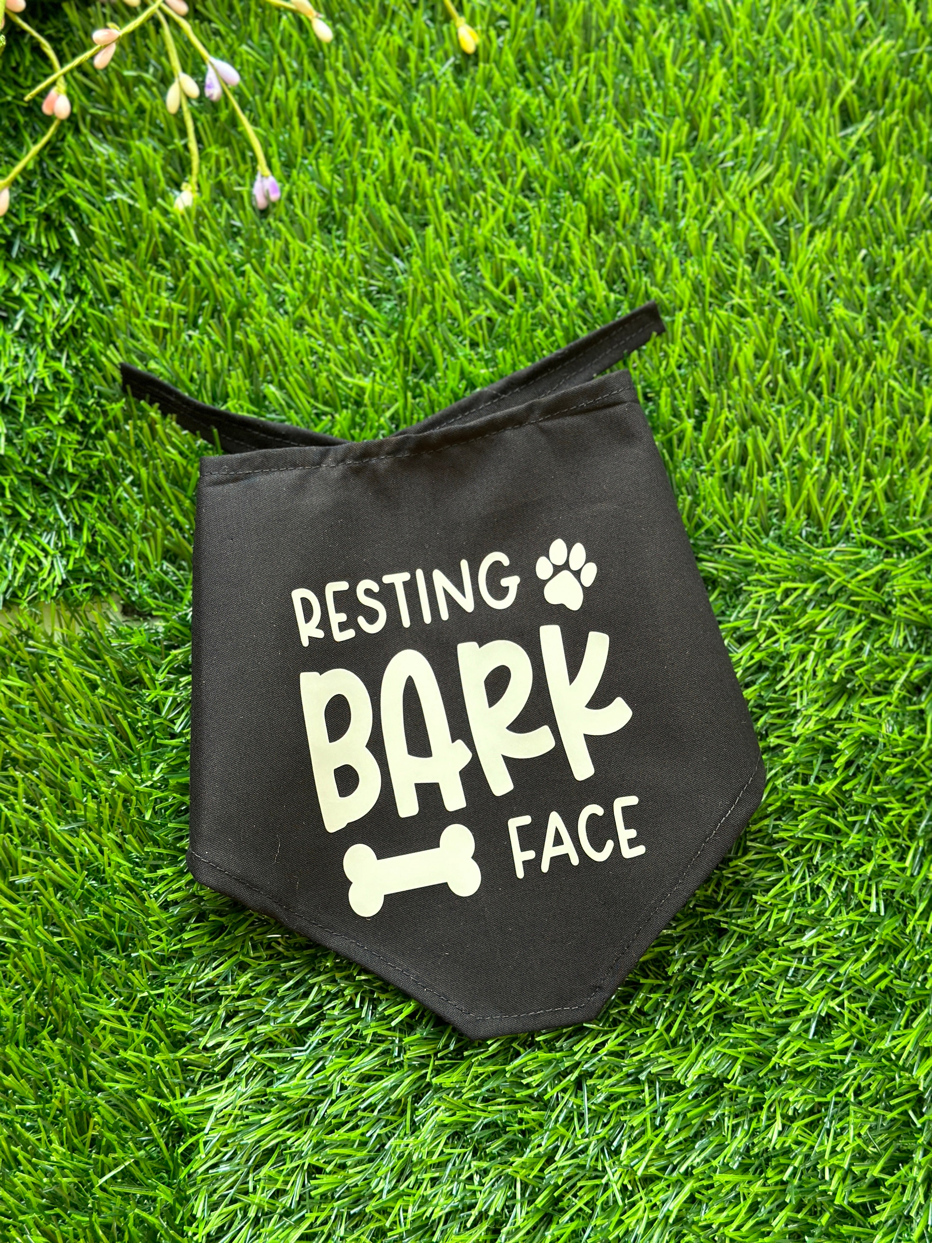 Resting Bark Face Tie On dog bandana