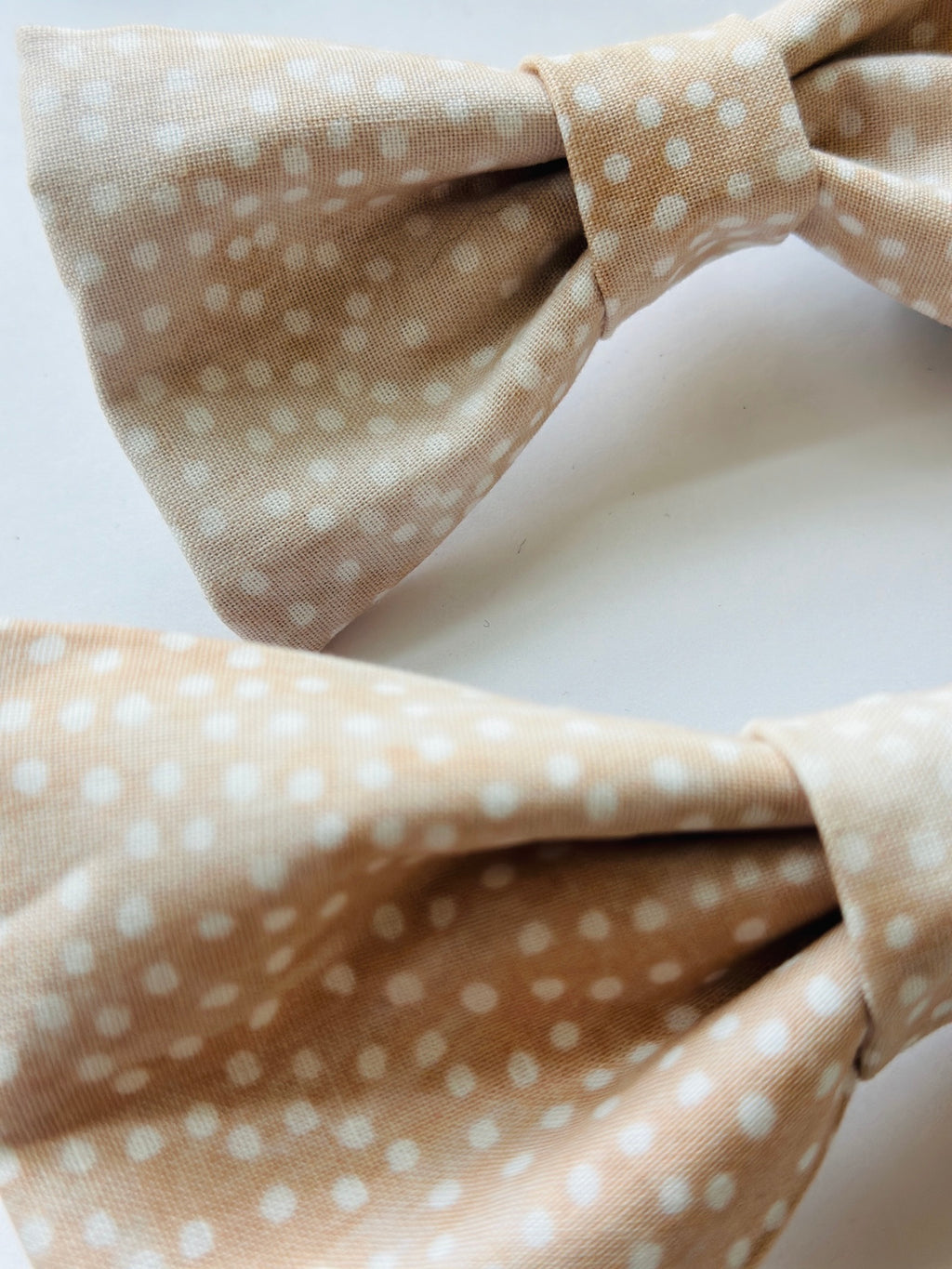 Polka dot beige bow for dogs, attachable bowtie,