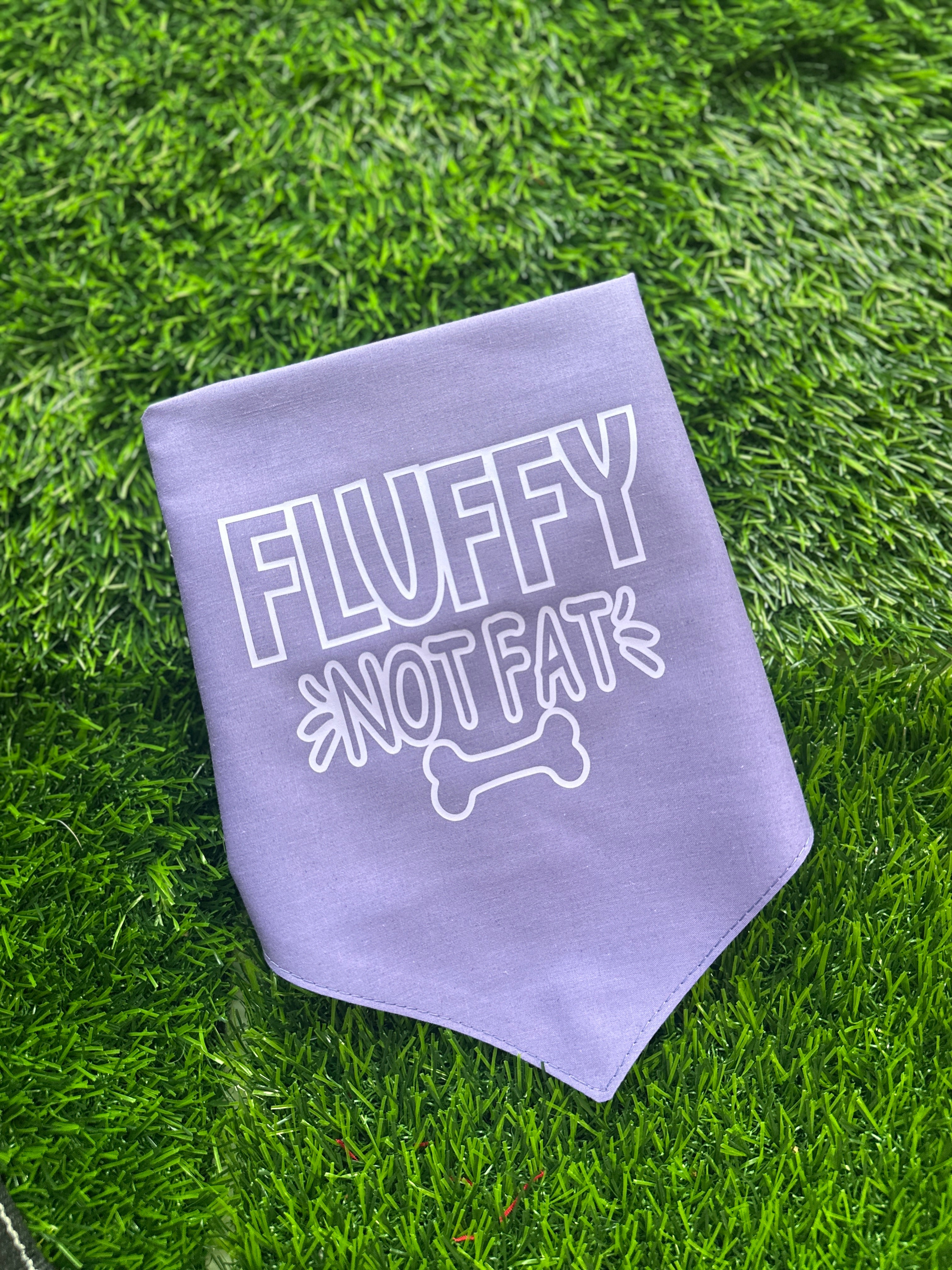 Fluffy not fat lilac tie on Bandana