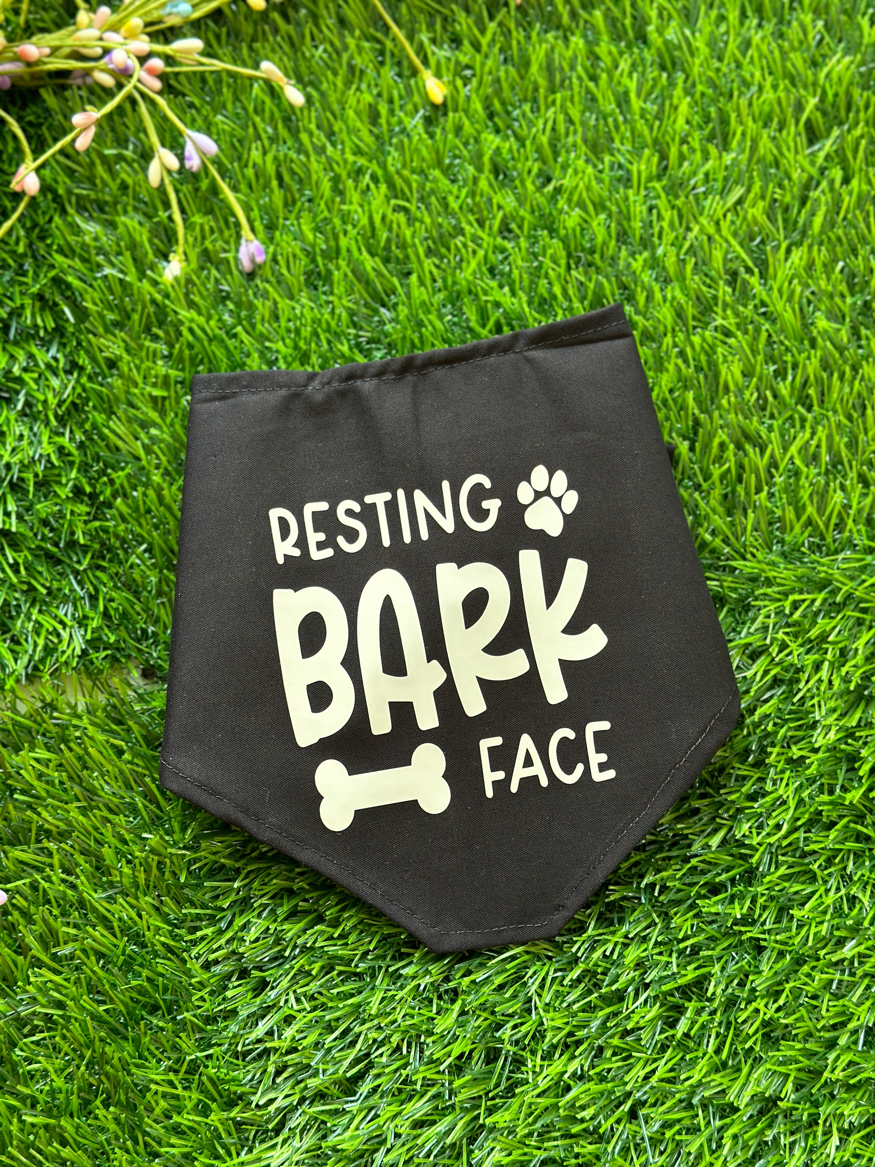 Resting Bark Face Tie On dog bandana