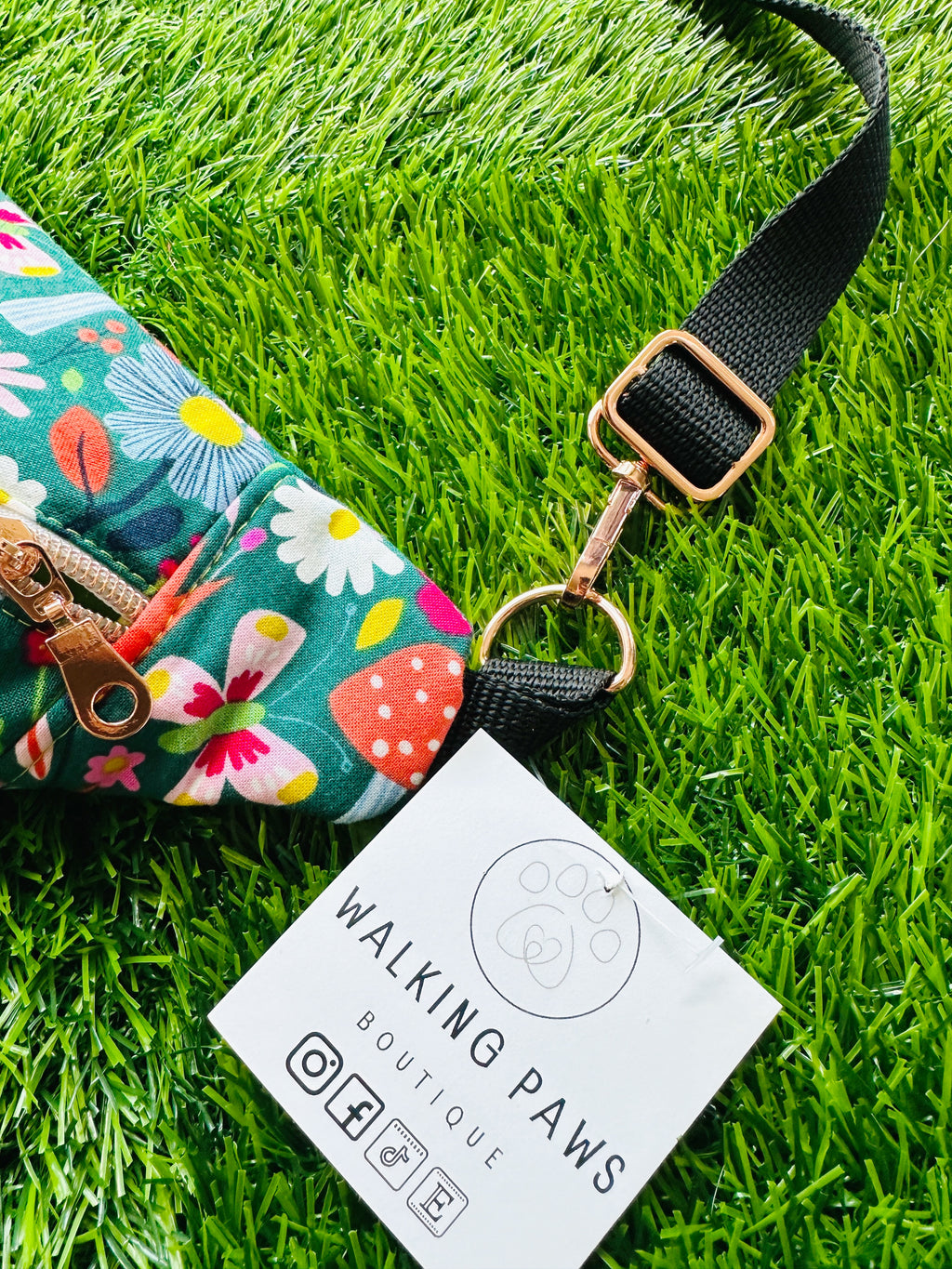 Floral green oversize style fanny pack, crossbody purse, bum bag